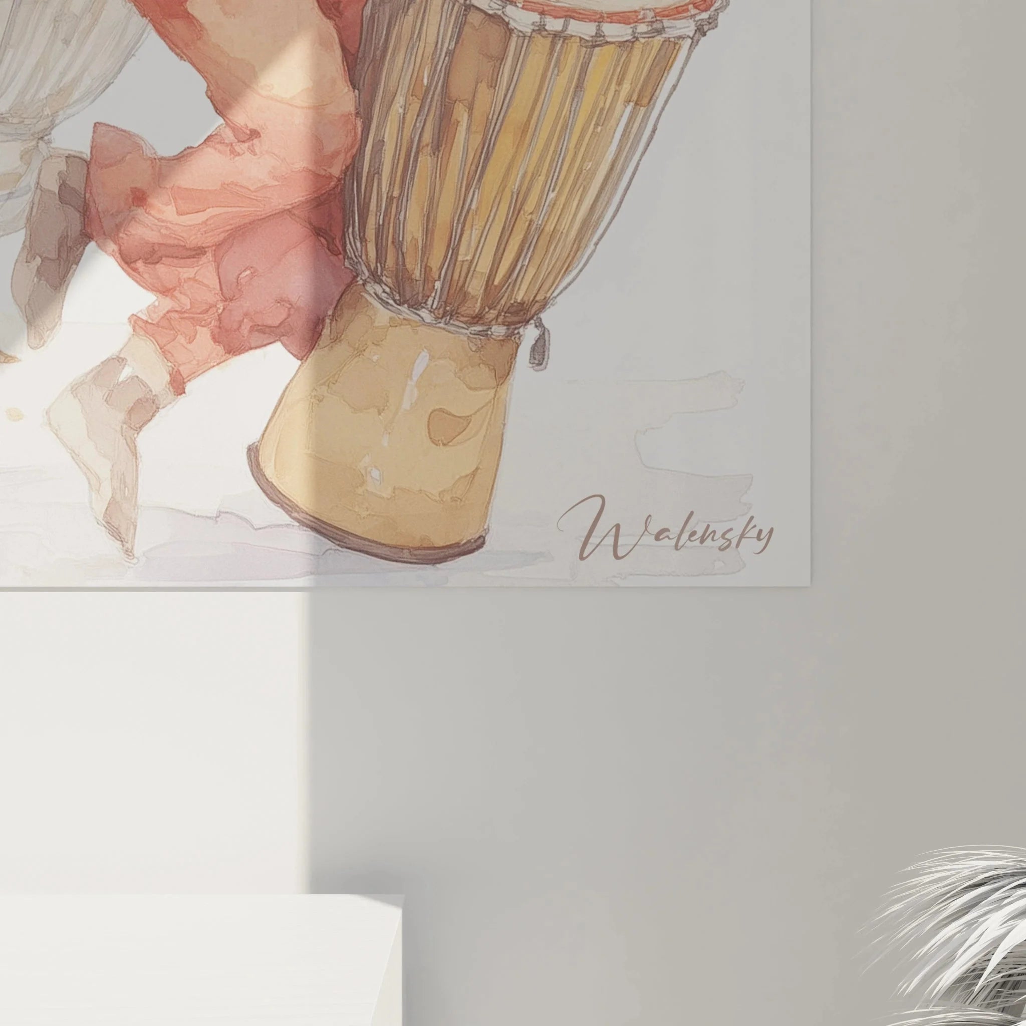 Gesamtansicht Wandbild Afrikanische Musikgruppe - Fünf Trommler in harmonischer Komposition Edition Afrikanischer Tanz