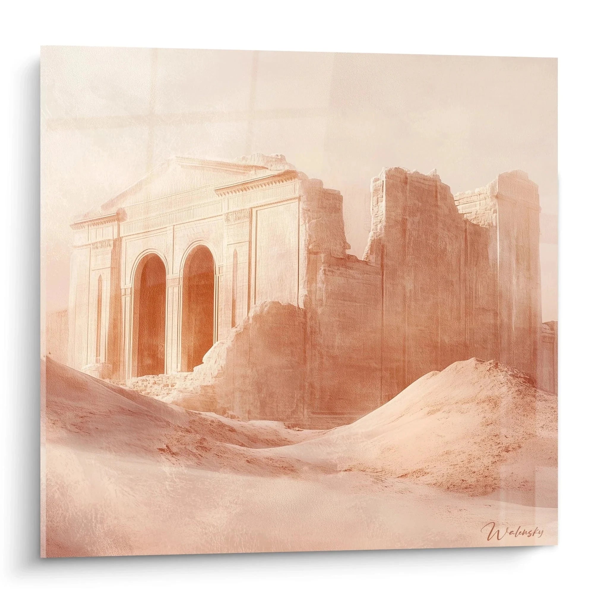 Wandbild antiker ägyptischer Tempel mit Ruinen in warmen Erdtönen - Edition Ägypten Wanddekoration