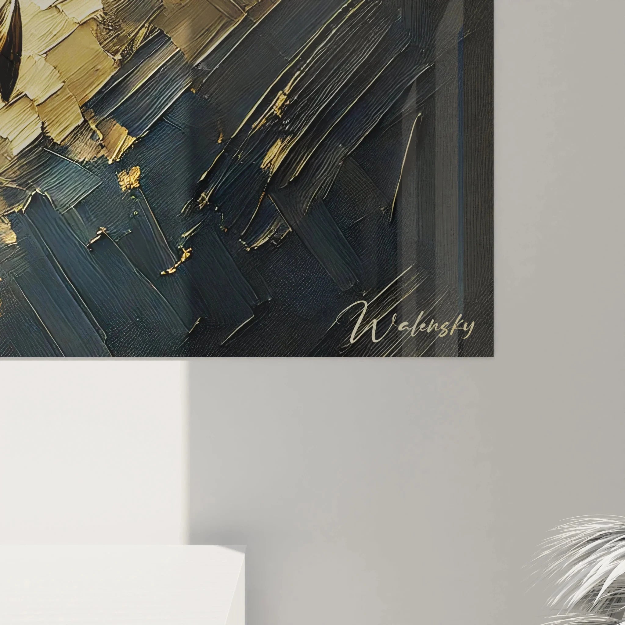 Gesamtansicht maritime Wanddekoration Anker - Ozean Edition Wandbild mit goldener Ausstrahlung