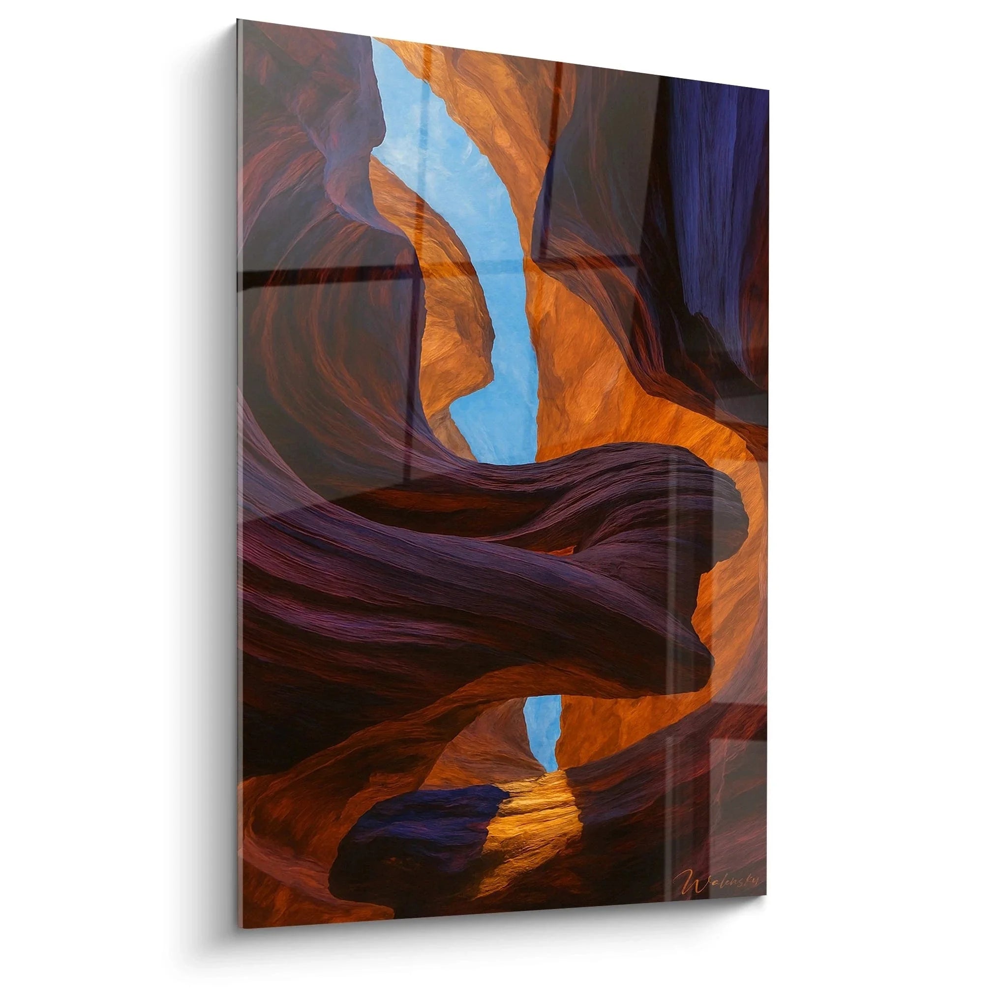 Wandbild Antelope Canyon mit mystischen Farben und organischen Sandsteinformationen