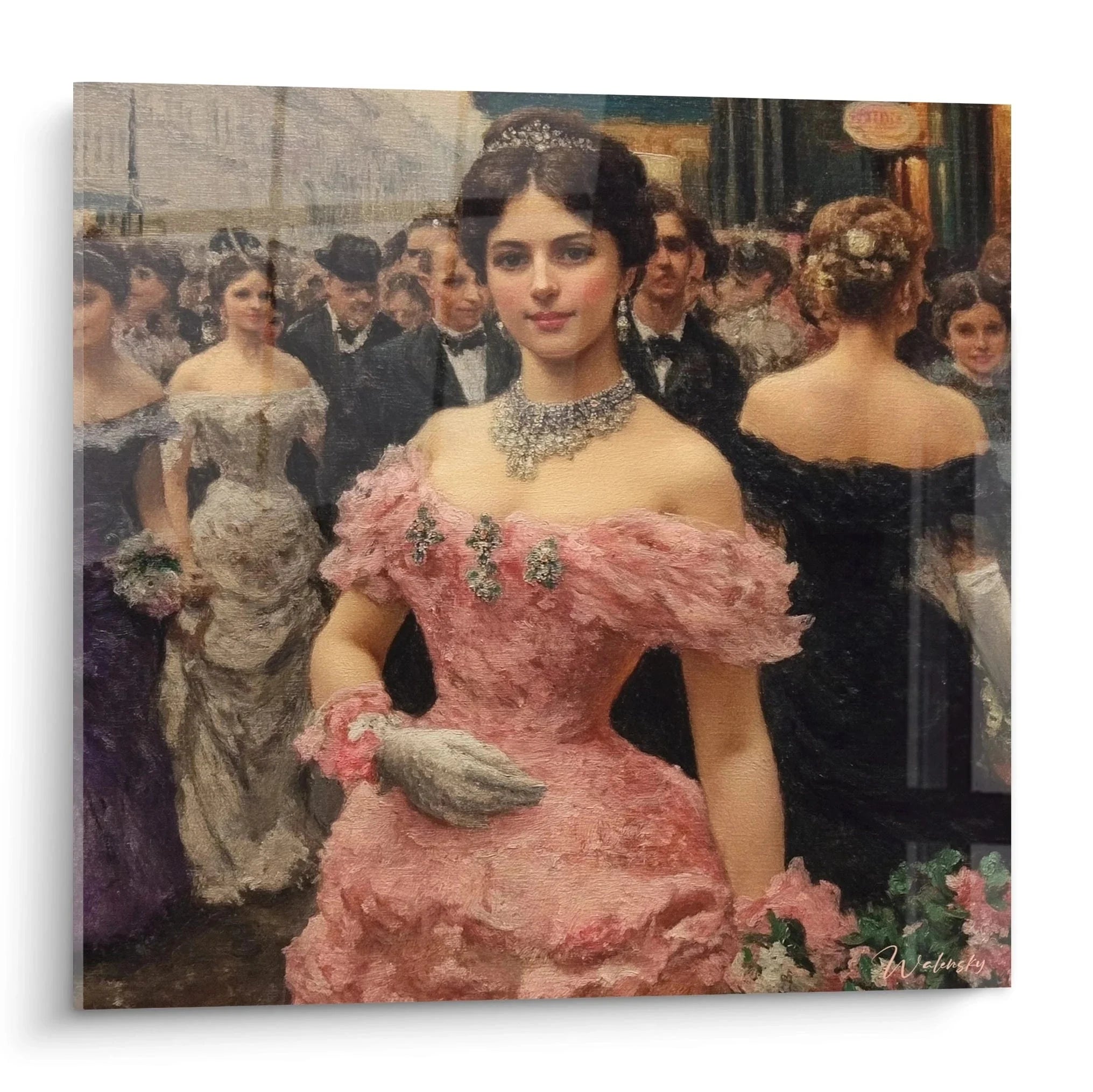 Wandbild Ballszene Klassizismus Dame rosa Kleid Gesellschaft viktorianisch Kunstdruck
