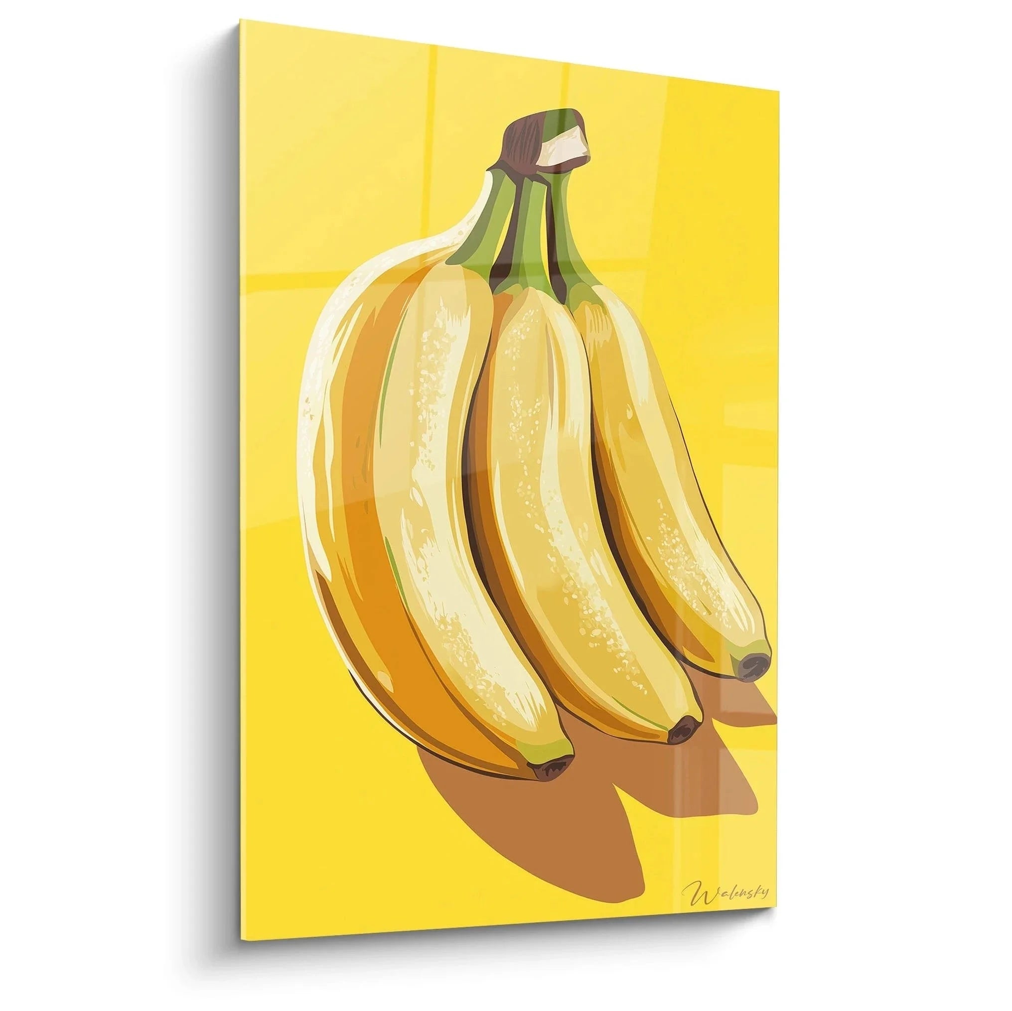 Wandbild Bananen Bündel Pop Art Stil gelber Hintergrund moderne Küchendekoration