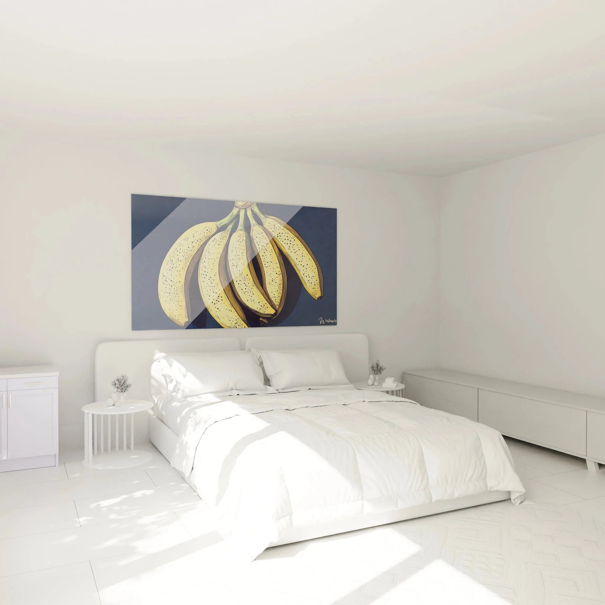 Wandbild Bananenbündel hängend an Schlafzimmerwand moderne Wanddeko Interieur
