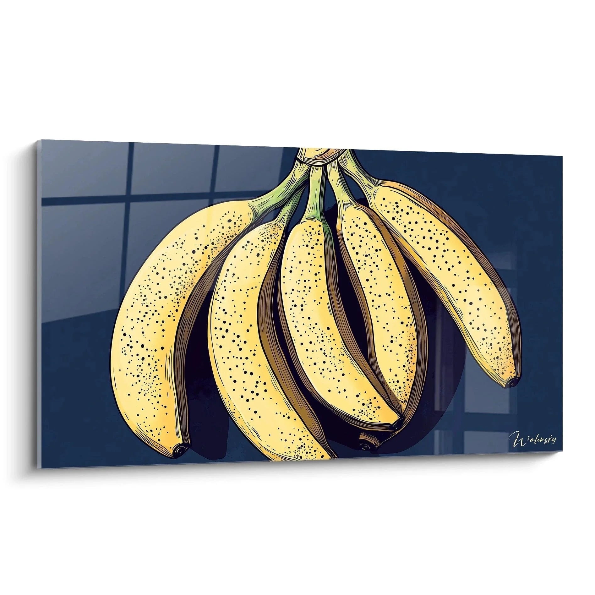 Wandbild Bananenbündel Pop-Art Stil gelb blau moderne Küchendekoration Wandkunst