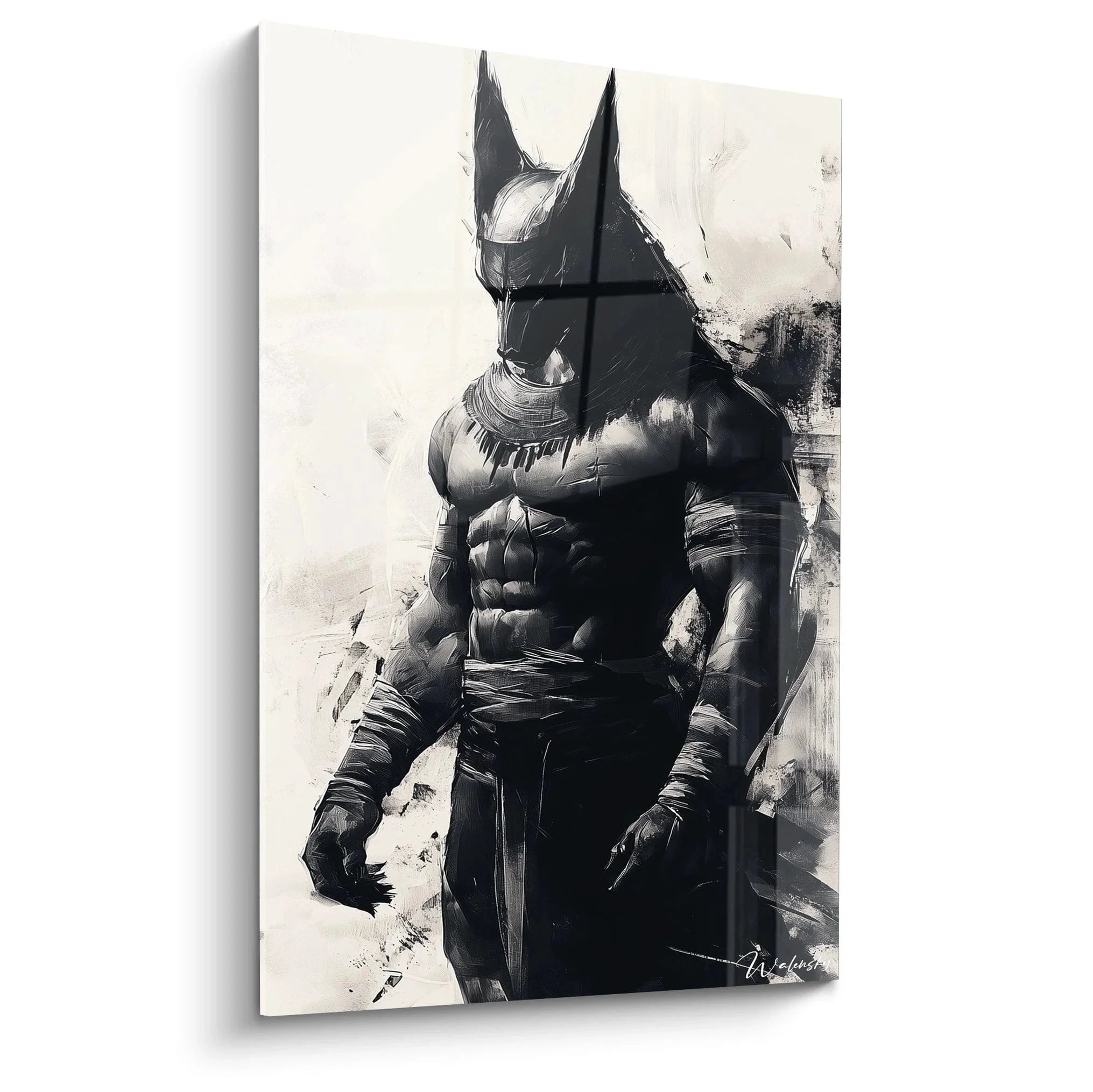 Wandbild Batman Krieger schwarz-weiß, dunkler Ritter Superheld Kunstdruck für moderne Wanddekoration
