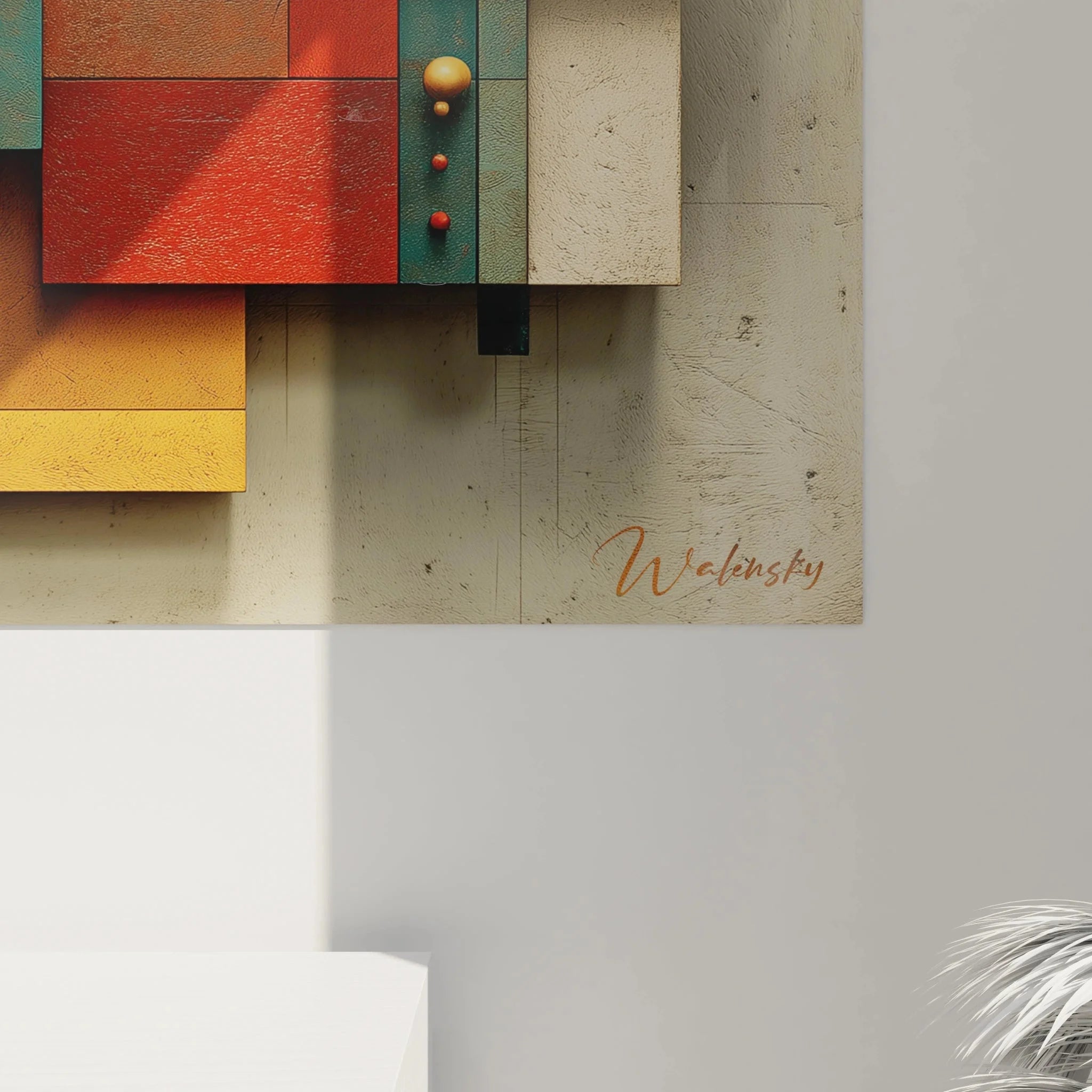 Gesamtansicht Wandbild Bauhaus Edition geometrische Abstraktion mit Reliefstruktur