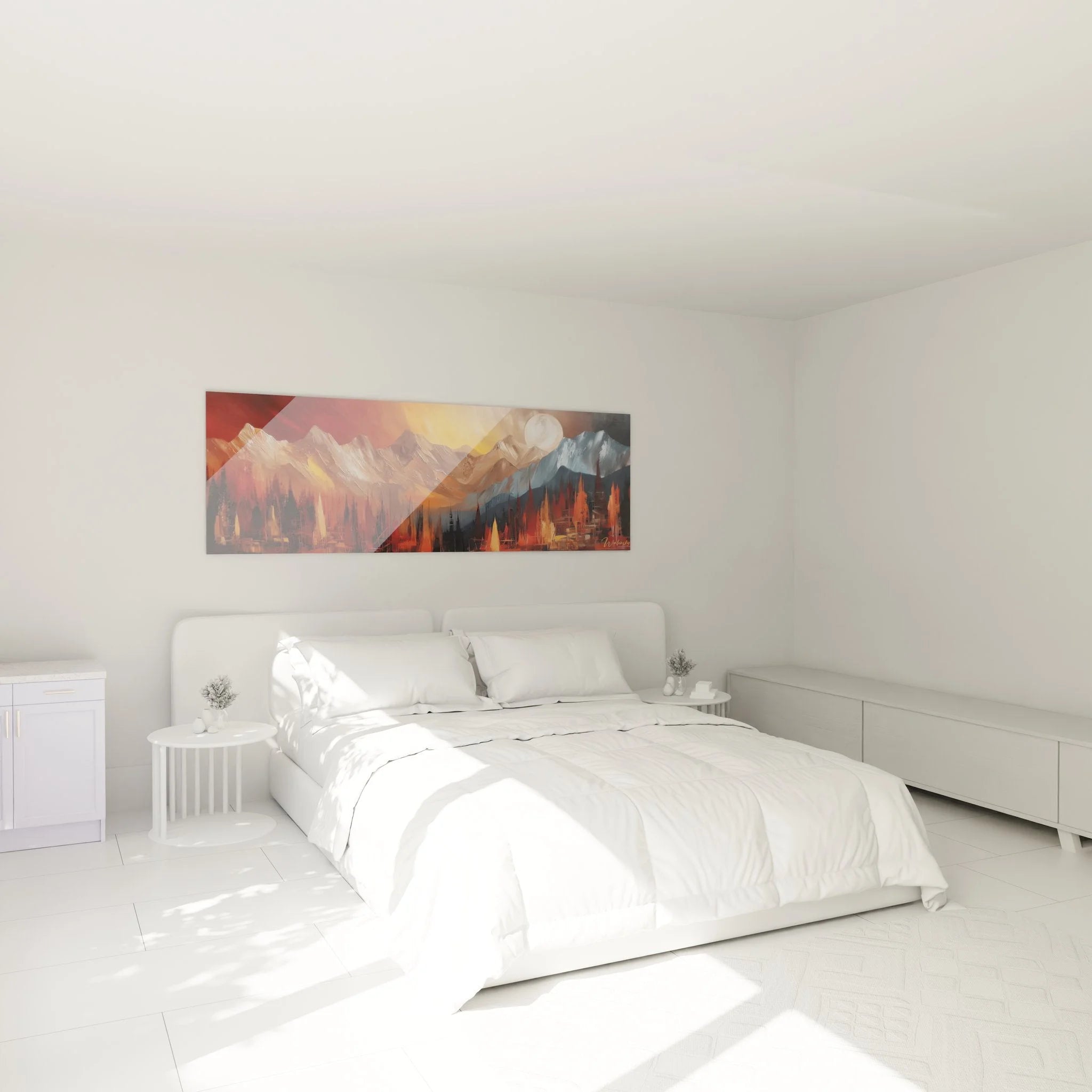 Wandbild Berge im Schlafzimmer - Alpenpanorama Leinwanddruck für moderne Wohnraumgestaltung