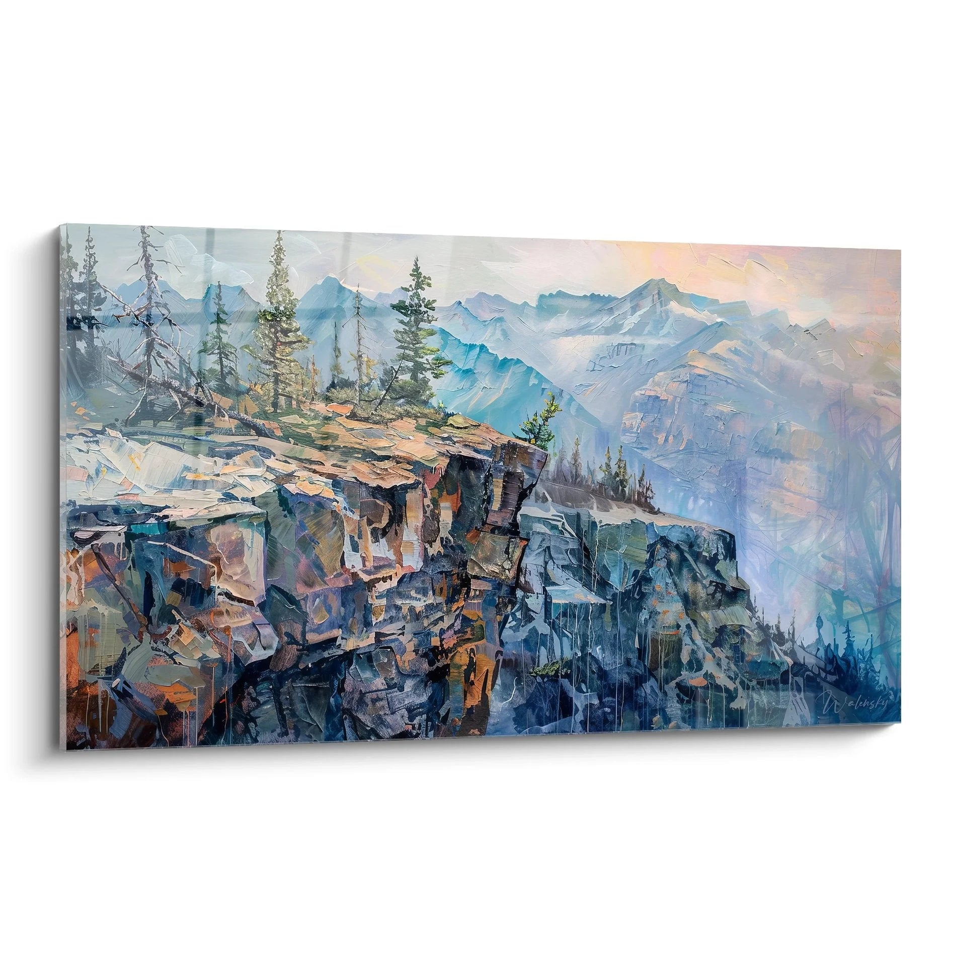 Wandbild Berglandschaft mit majestätischer Felsklippe und Alpenpanorama - Edition Berg Gebirgskunst