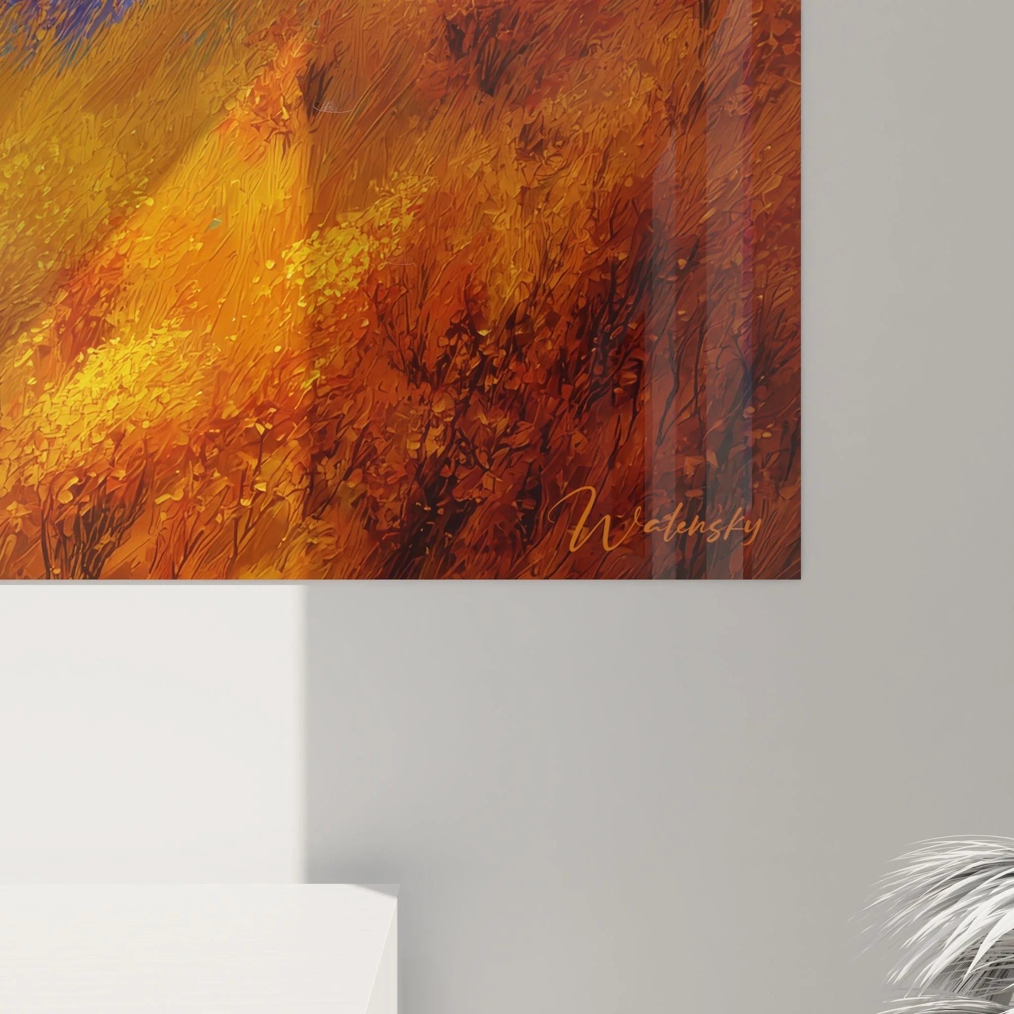 Gesamtansicht Wandbild Berglandschaft Kirschblüten für moderne Raumgestaltung