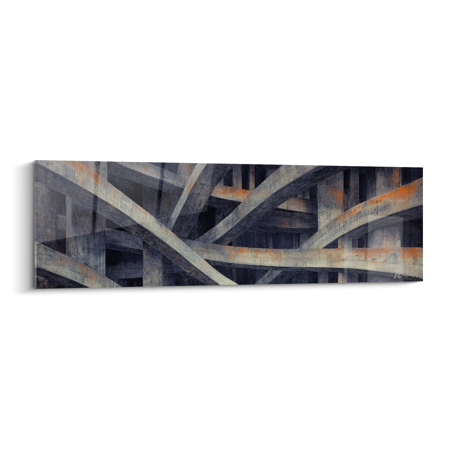 Wandbild Betonkonstruktion - abstrakte industrielle Architektur in Grautönen mit Rostakzenten
