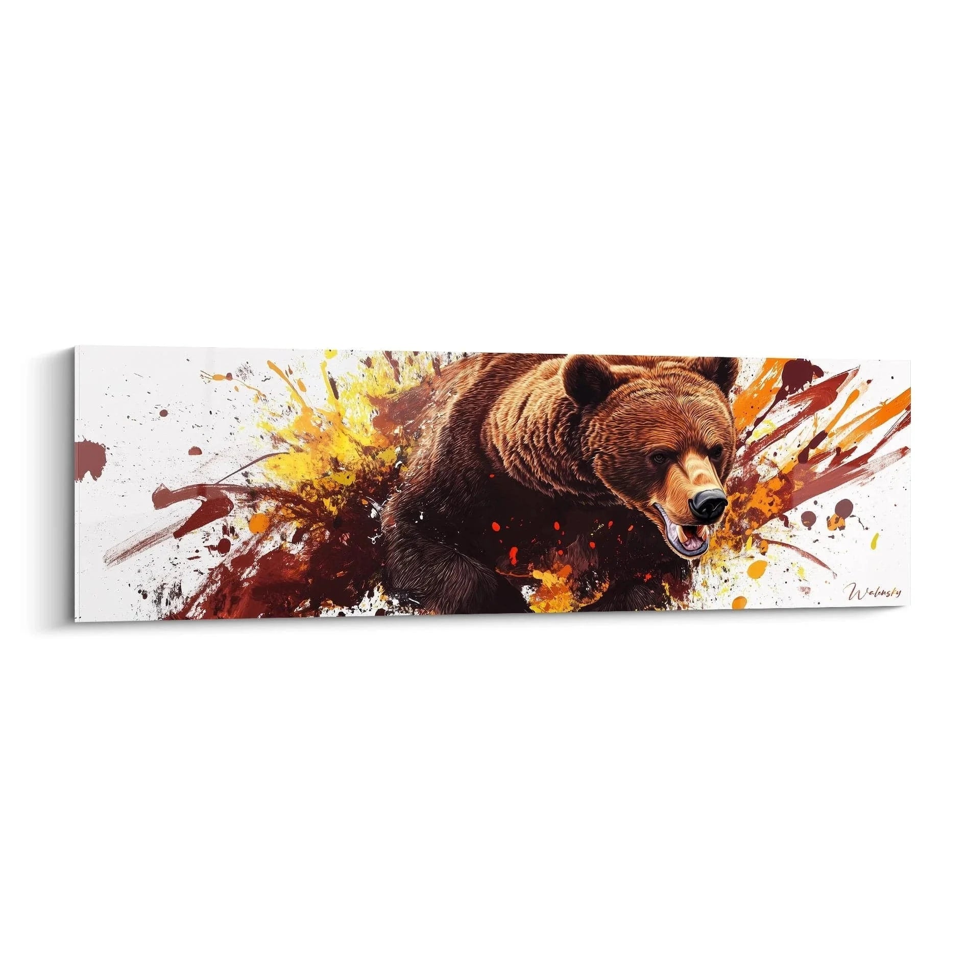 Wandbild Braunbär mit majestätischem Grizzly in dynamischer Farbexplosion - Edition Braunbär Kunstdruck