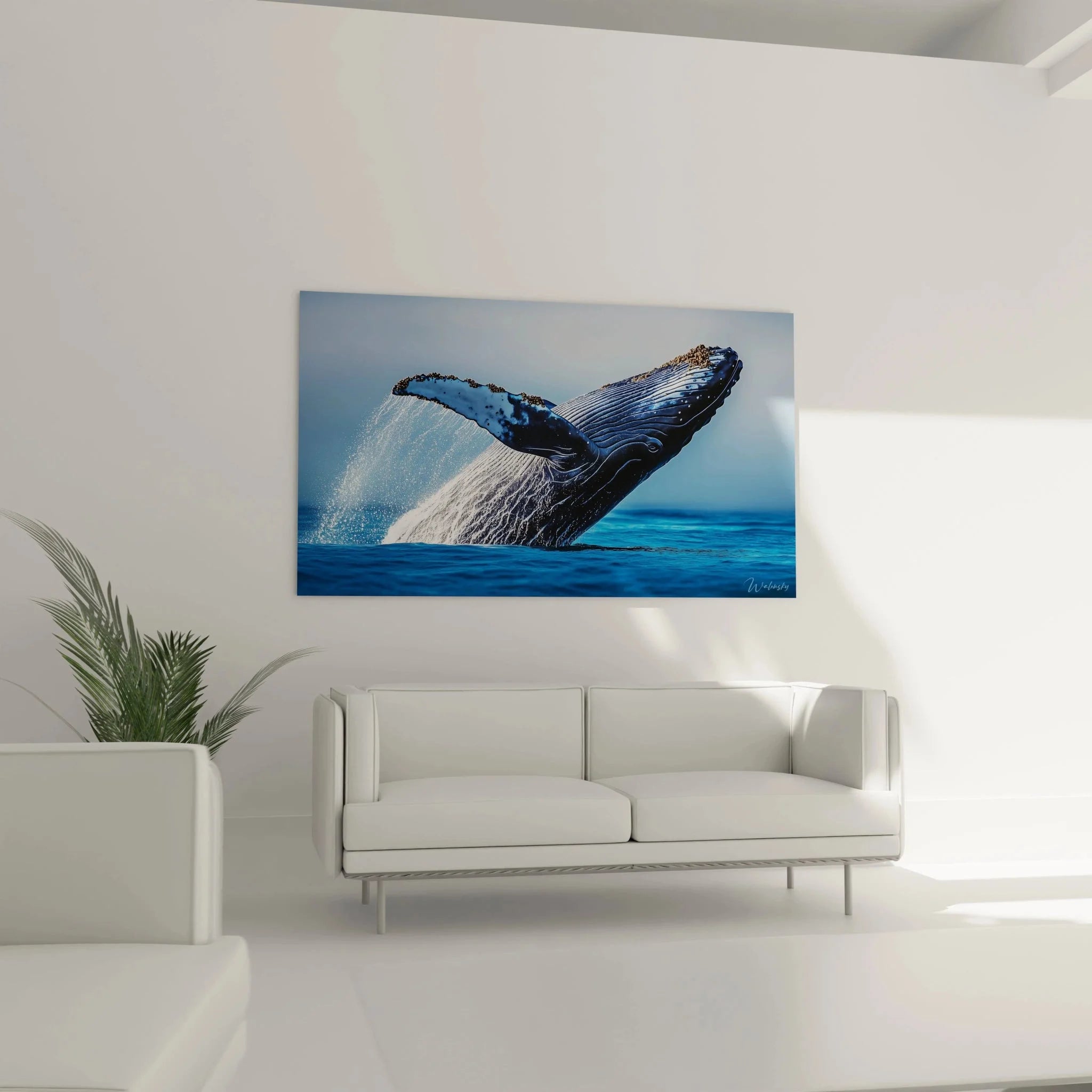 Detailansicht Wandbild Buckelwal - Hochwertige Leinwandkunst Ozean Motiv Edition Wal