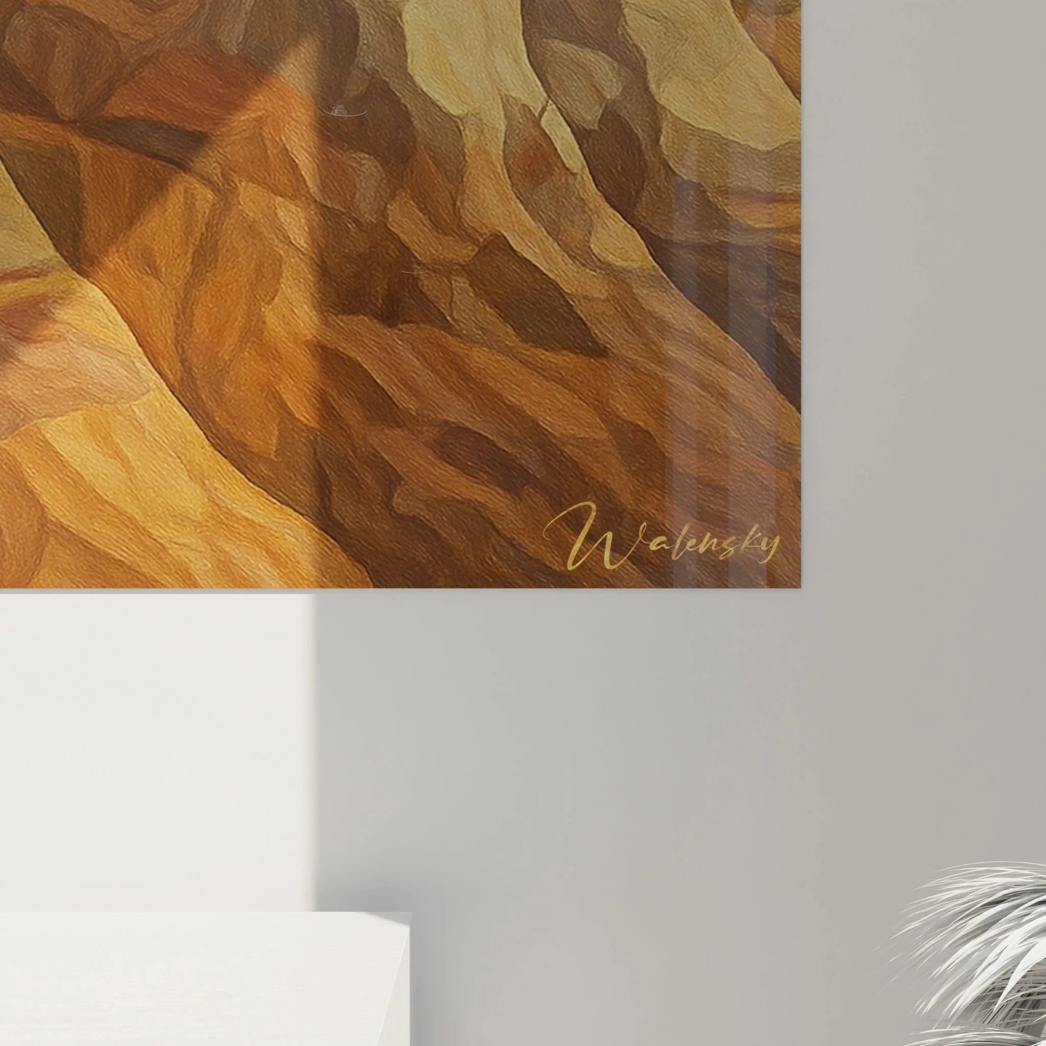 Gesamtansicht Wandbild Canyon Luftaufnahme mit organischen Formen und natürlicher Farbgebung