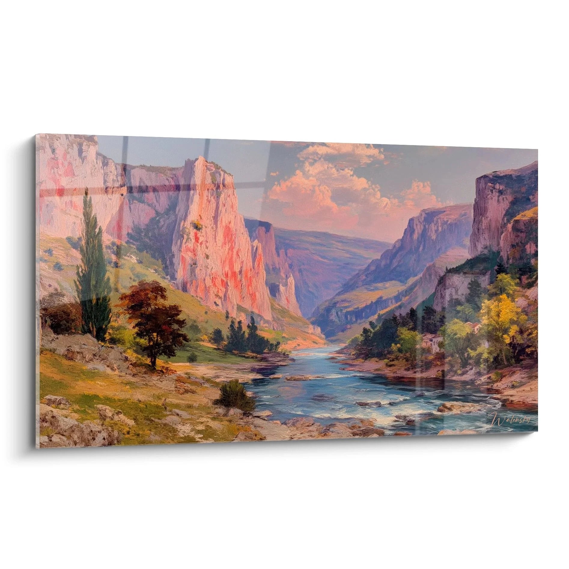 Wandbild Canyon Schlucht mit dramatischen roten Felswänden und Fluss - Edition Schluchten und Canyons Kunstdruck