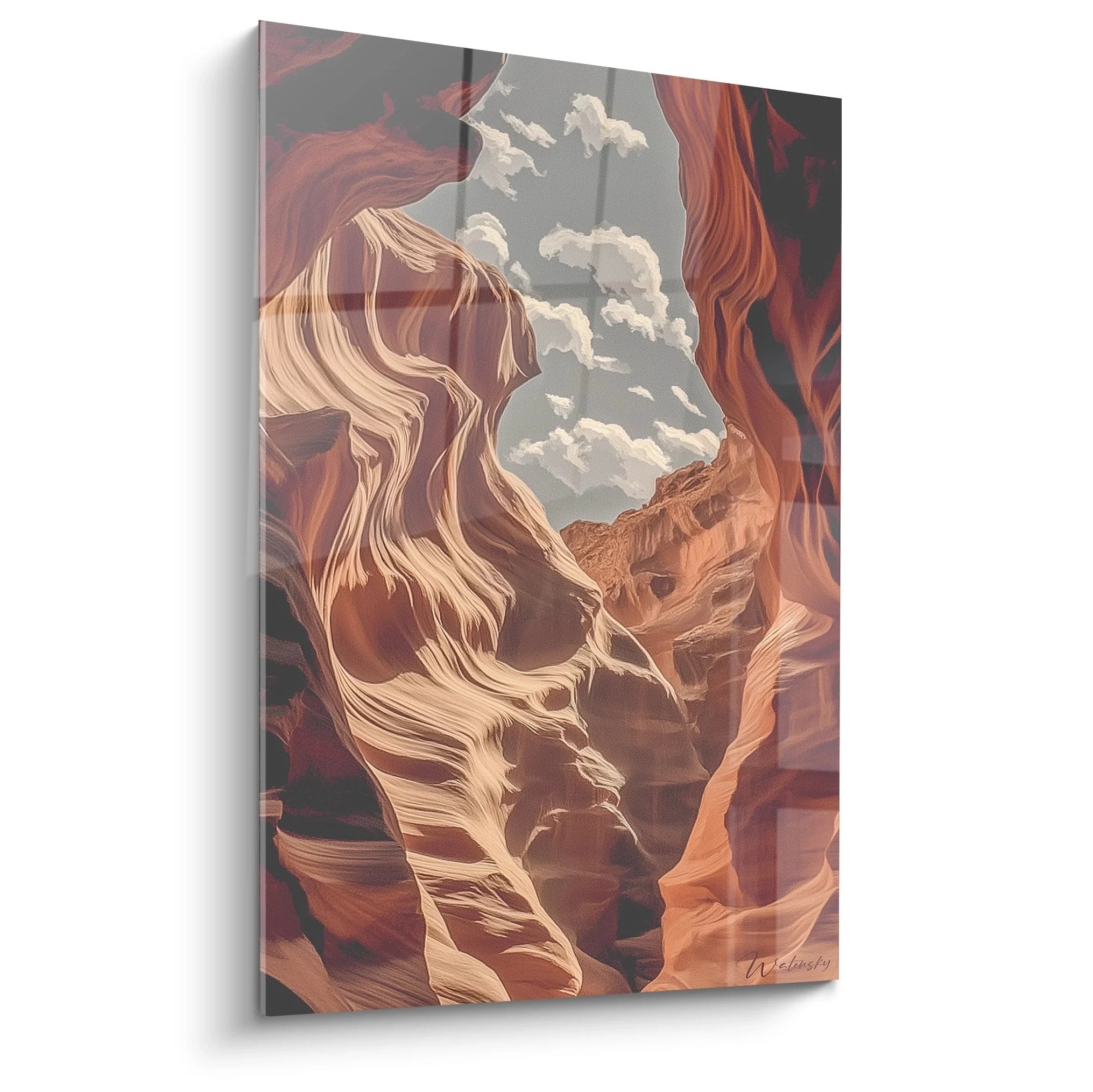 Wandbild Canyon Schlucht mit Blick zum Himmel durch geschwungene Felswände in warmen Sandsteintönen