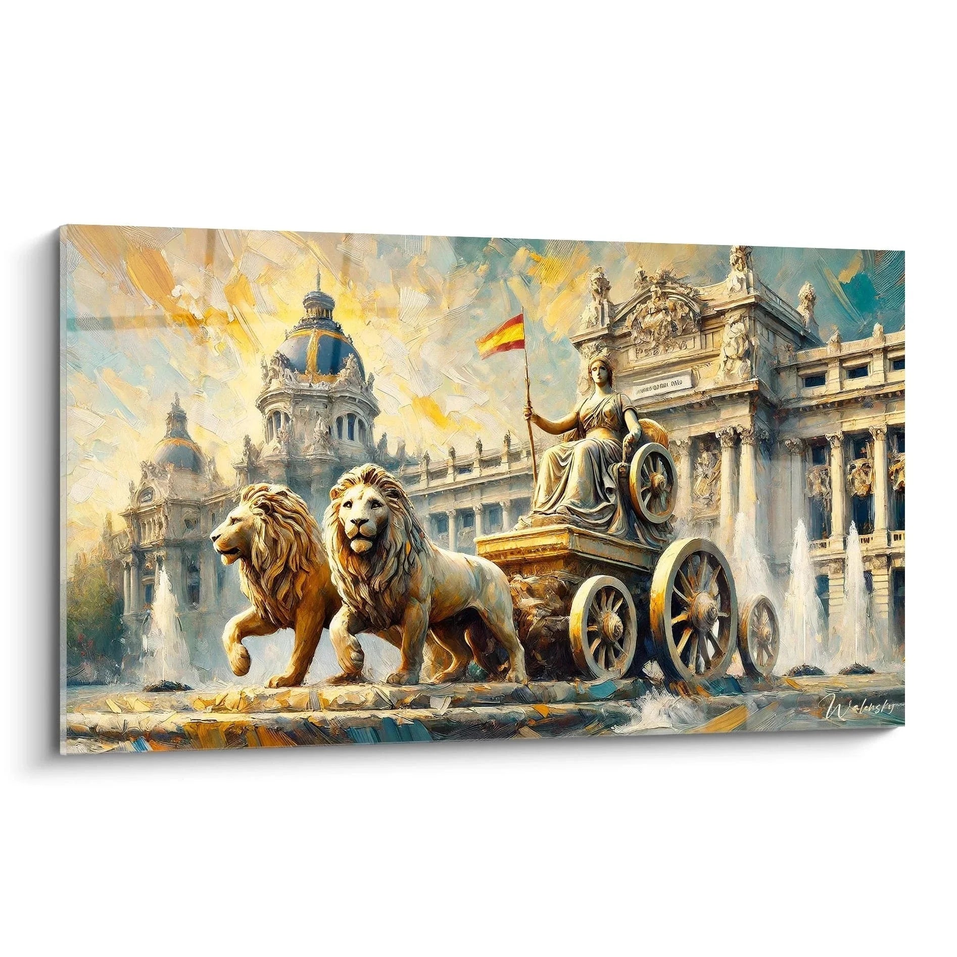 Wandbild Cibeles Brunnen Madrid mit Löwen und spanischer Architektur - Edition Spanien