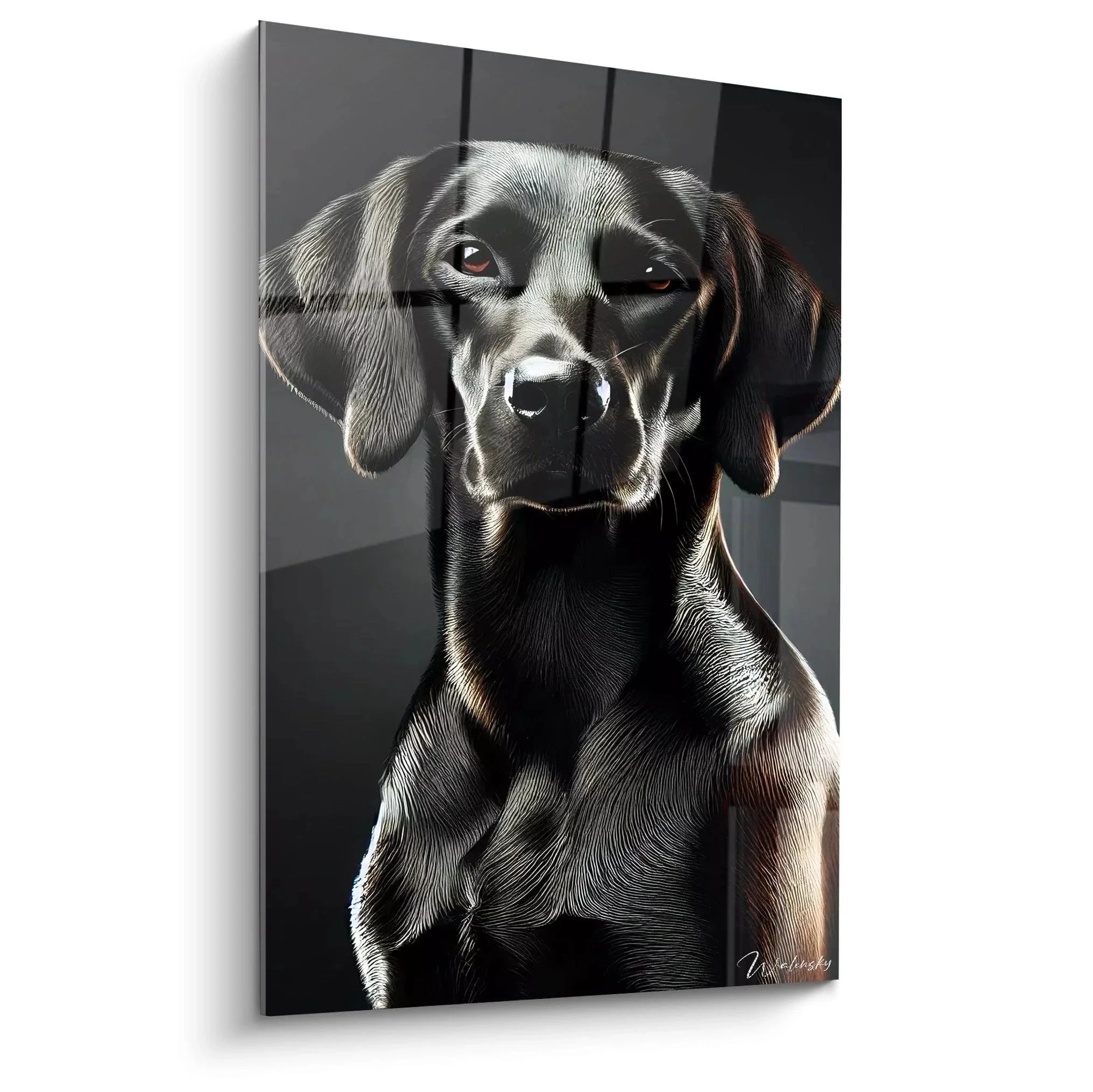 Wandbild Dackel schwarz - Elegantes Hundeporträt mit dramatischer Beleuchtung für moderne Wanddekoration