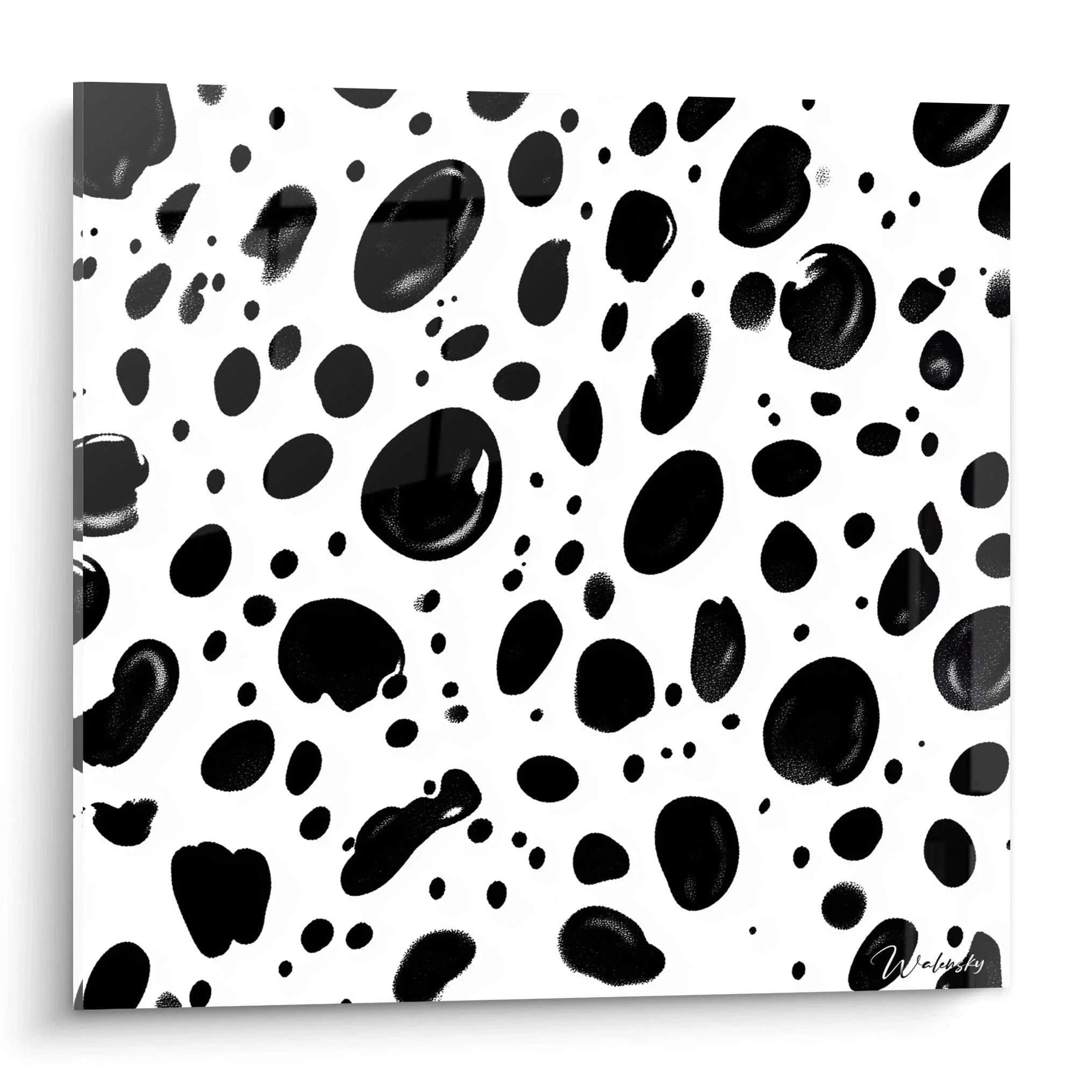 Wandbild Dalmatiner Flecken schwarz-weiß mit abstrakten Punkten und organischen Formen