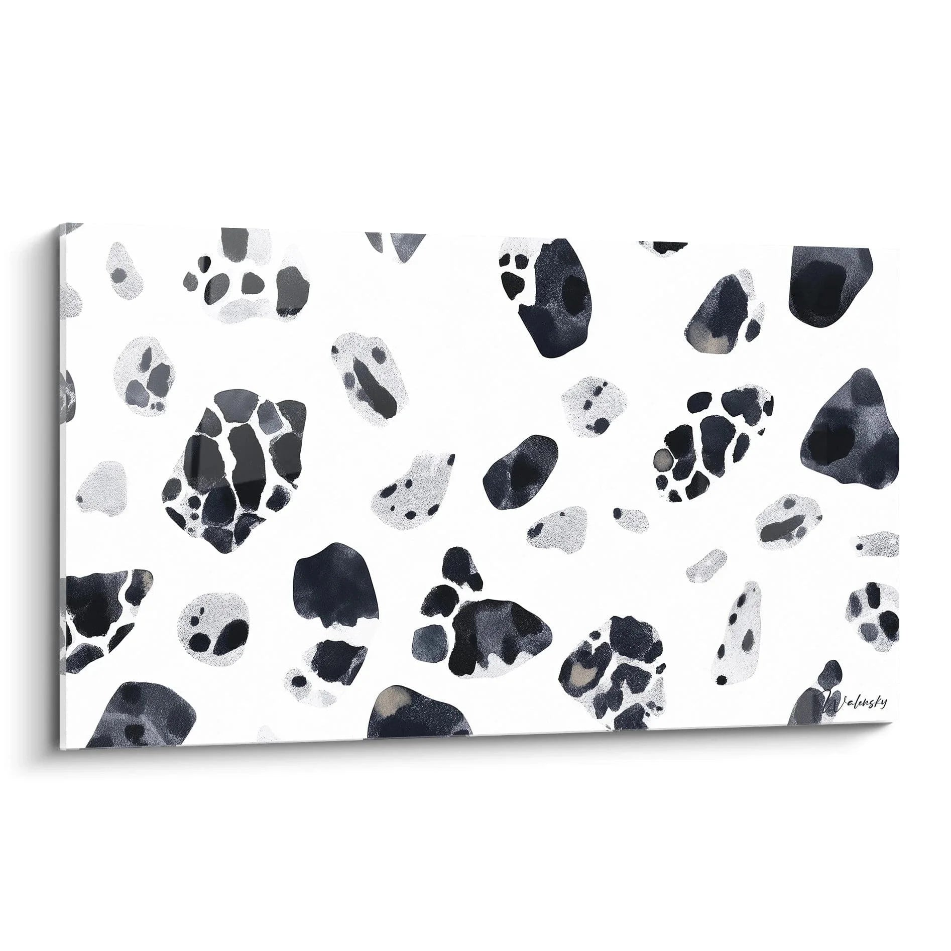 Wandbild Dalmatiner Flecken schwarz-weiß abstrakte Tupfen Komposition moderne Wandkunst