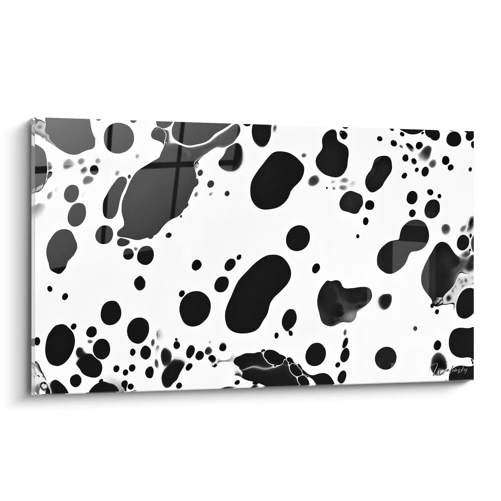 Wandbild Dalmatiner Muster schwarz-weiß mit abstrakten Punkten moderne Wanddekoration