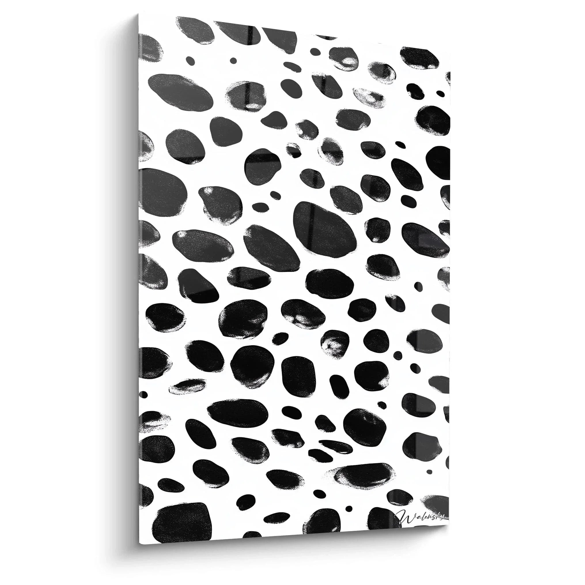 Wandbild Dalmatiner Punkte schwarz-weiß mit abstrakten Tupfen für moderne Wanddekoration