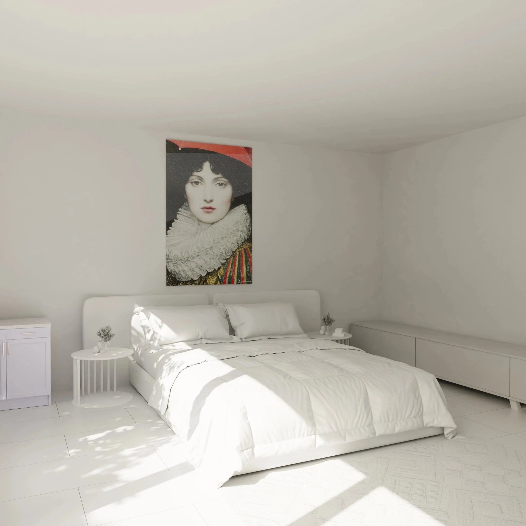 Wandbild präraffaelitisches Portrait Dame in Schlafzimmer Ambiente - stilvolle Raumgestaltung