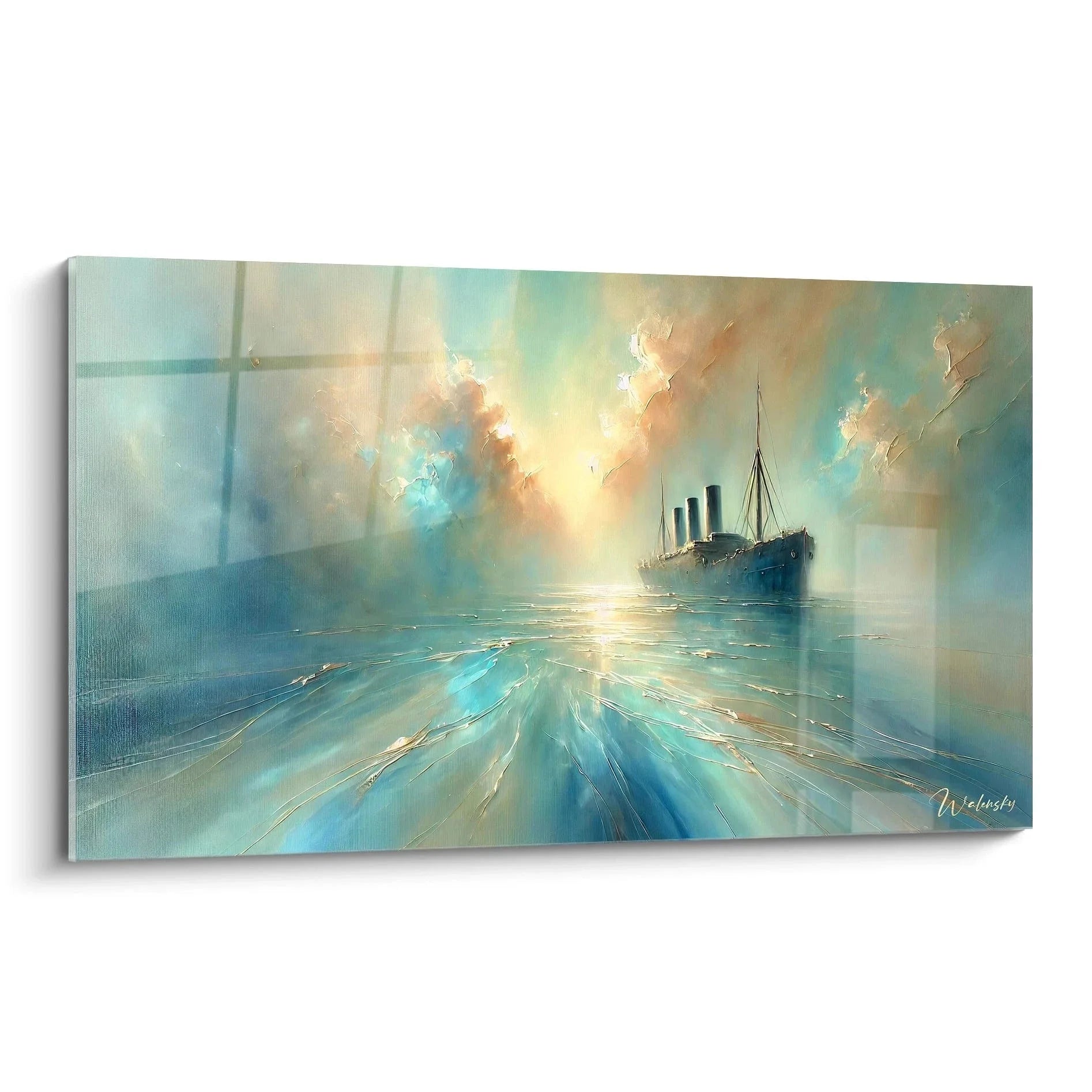 Wandbild Dampfschiff XXL mit mystischer Atmosphäre und Nebel - maritime Wandkunst Edition Boot