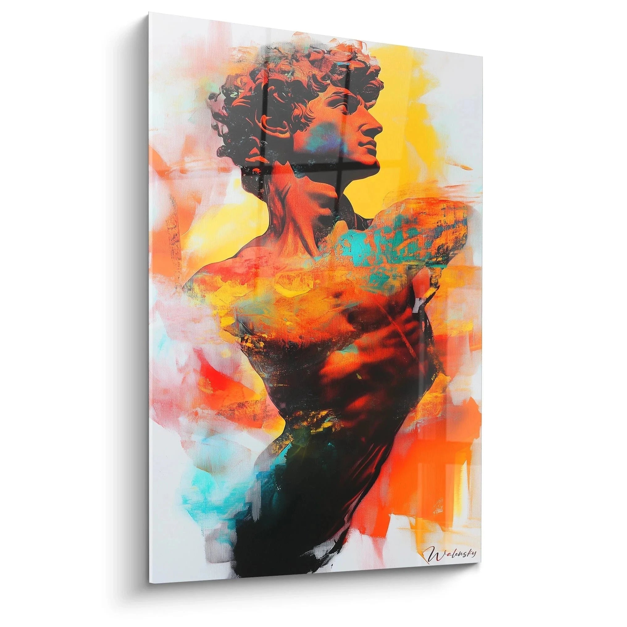 Wandbild David Skulptur modern abstrakt mit leuchtenden Farben Michelangelo Art