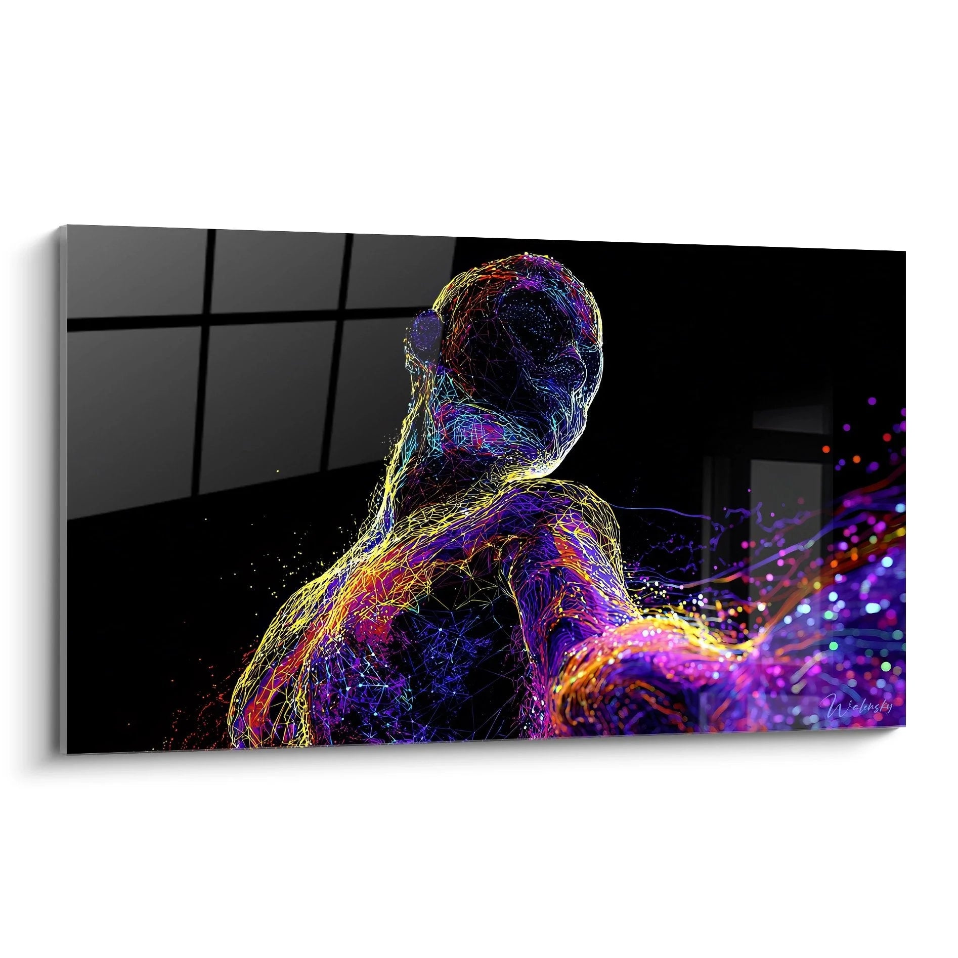 Wandbild digitaler Mensch mit neuronalen Netzwerken in violett gold Edition Neuronal futuristisch