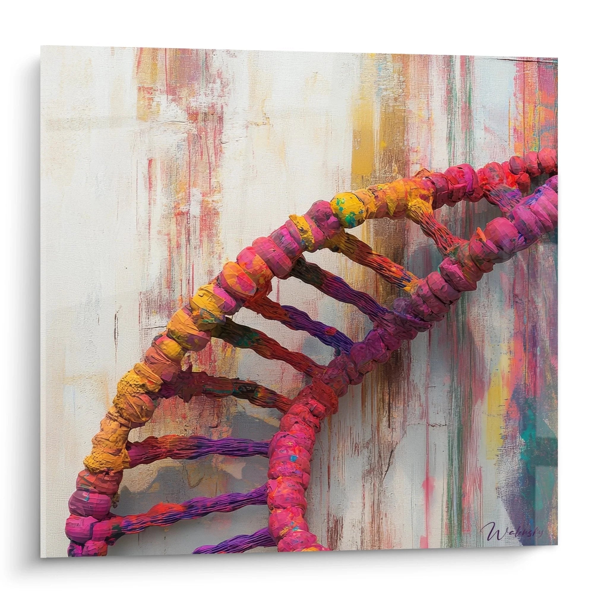 Buntes Wandbild DNA Doppelhelix in leuchtenden Farben - Moderne Wissenschaftskunst Edition DNA