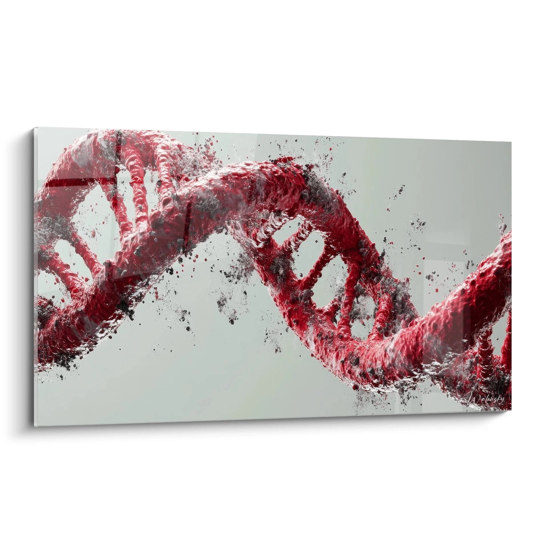 Wandbild DNA Doppelhelix in Rot - Moderne genetische Kunstdarstellung Edition DNA