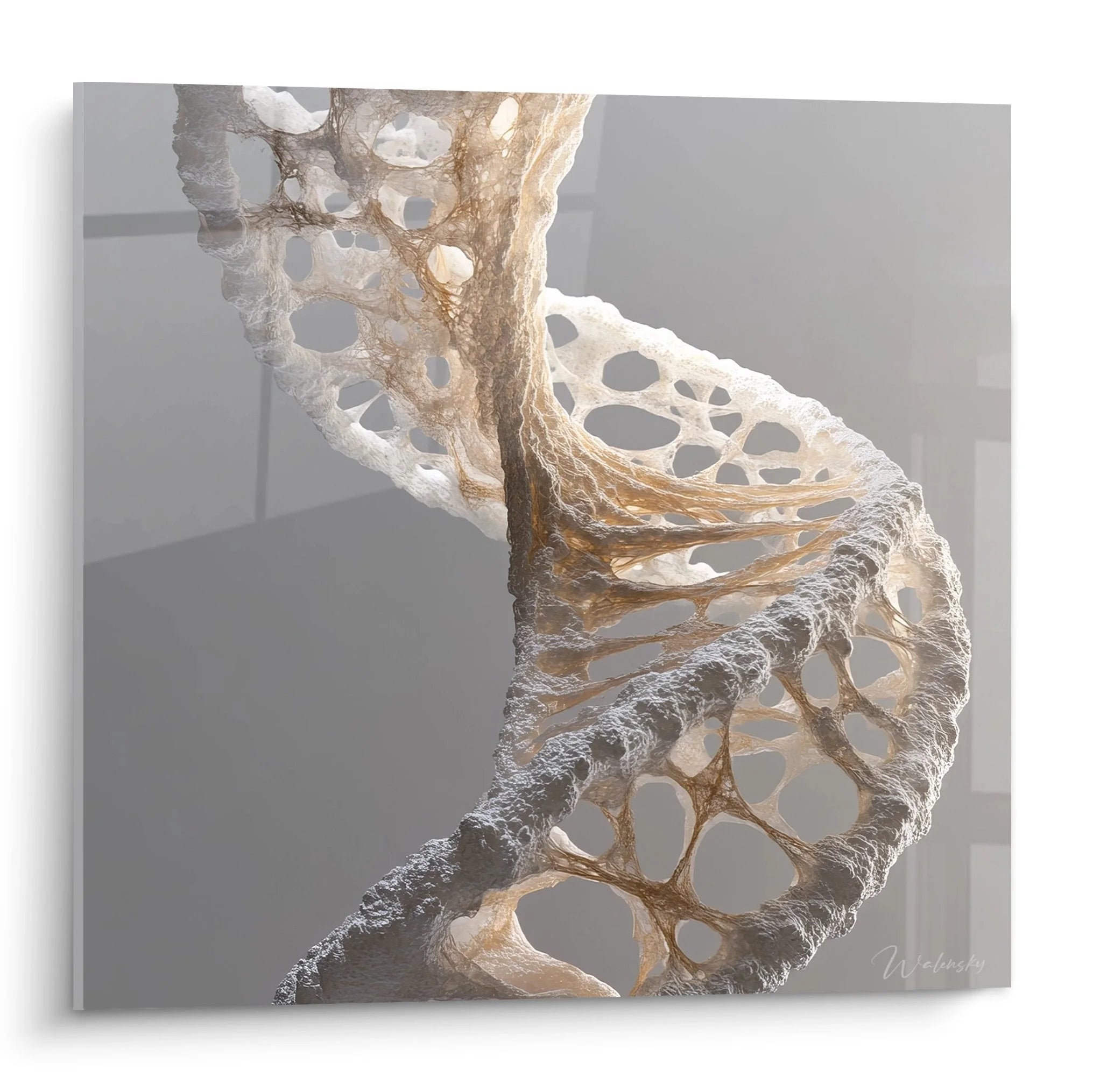 Wandbild DNA Doppelhelix Struktur in beige braun Tönen - Edition DNA Molekül Kunst