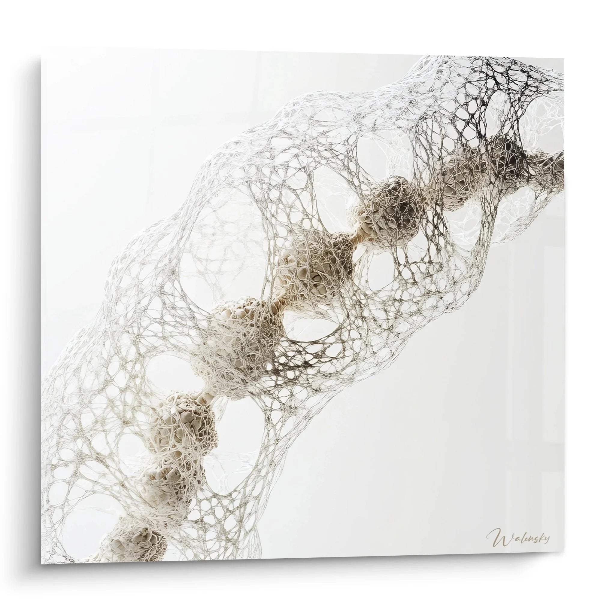 Wandbild DNA-Struktur mit organischen Netzwerken in Beige - Edition DNA Wissenschaftskunst