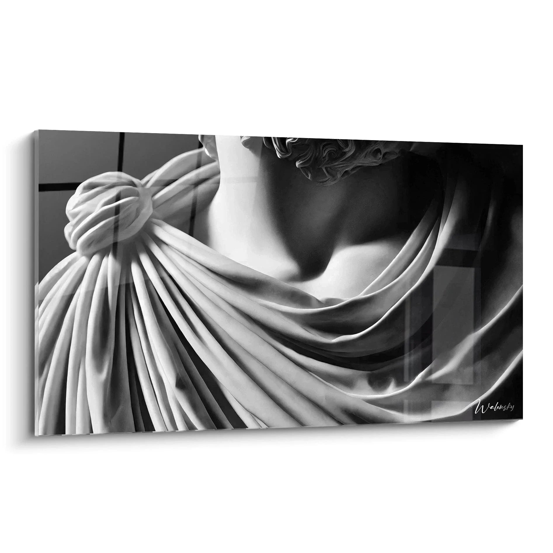 Wandbild drapierte Skulptur abstrakt schwarz-weiß mit eleganten Stofffalten moderne Raumgestaltung