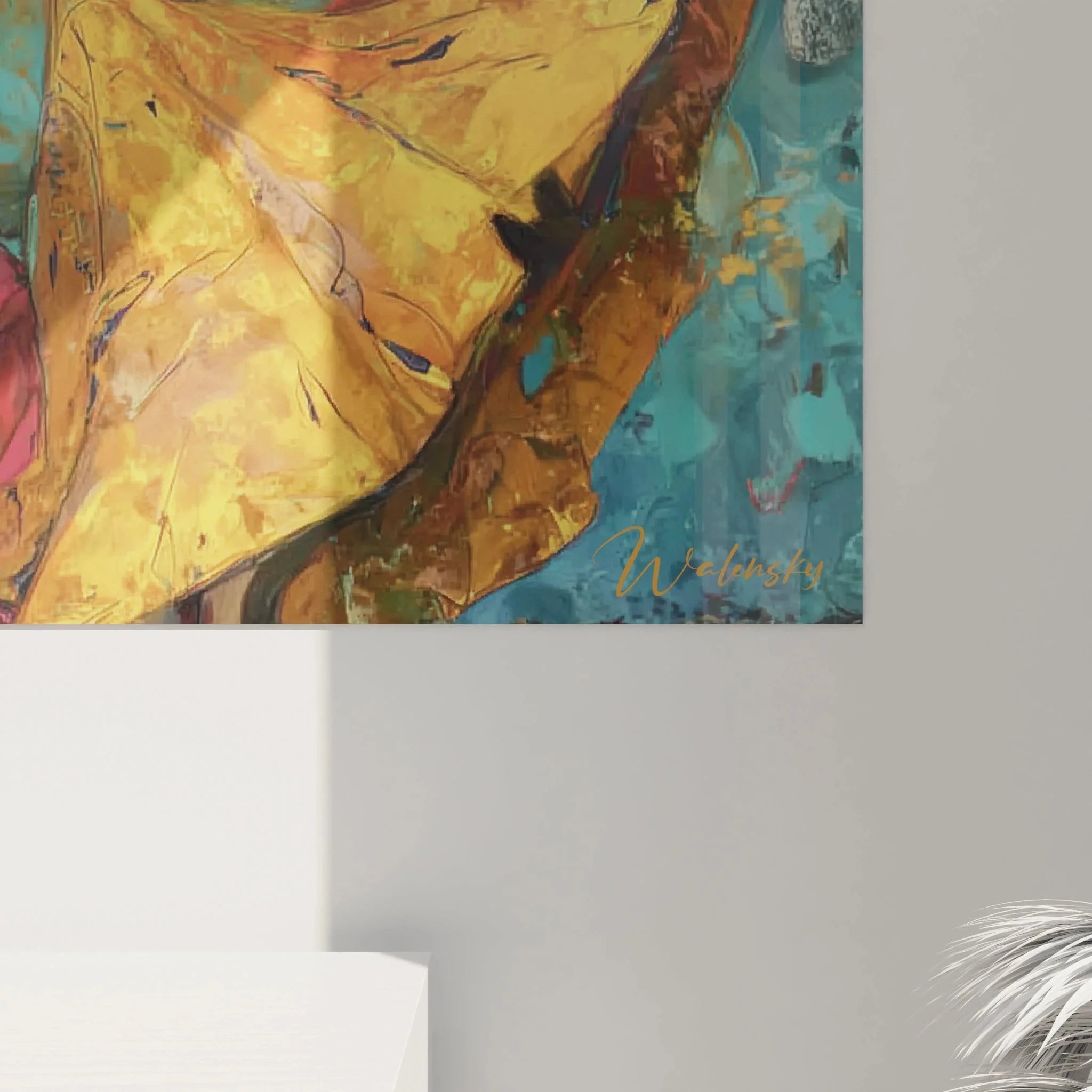 Gesamtansicht Wandbild drei tanzende Frauen Afrika Schwesternschaft moderne afrikanische Wanddekoration