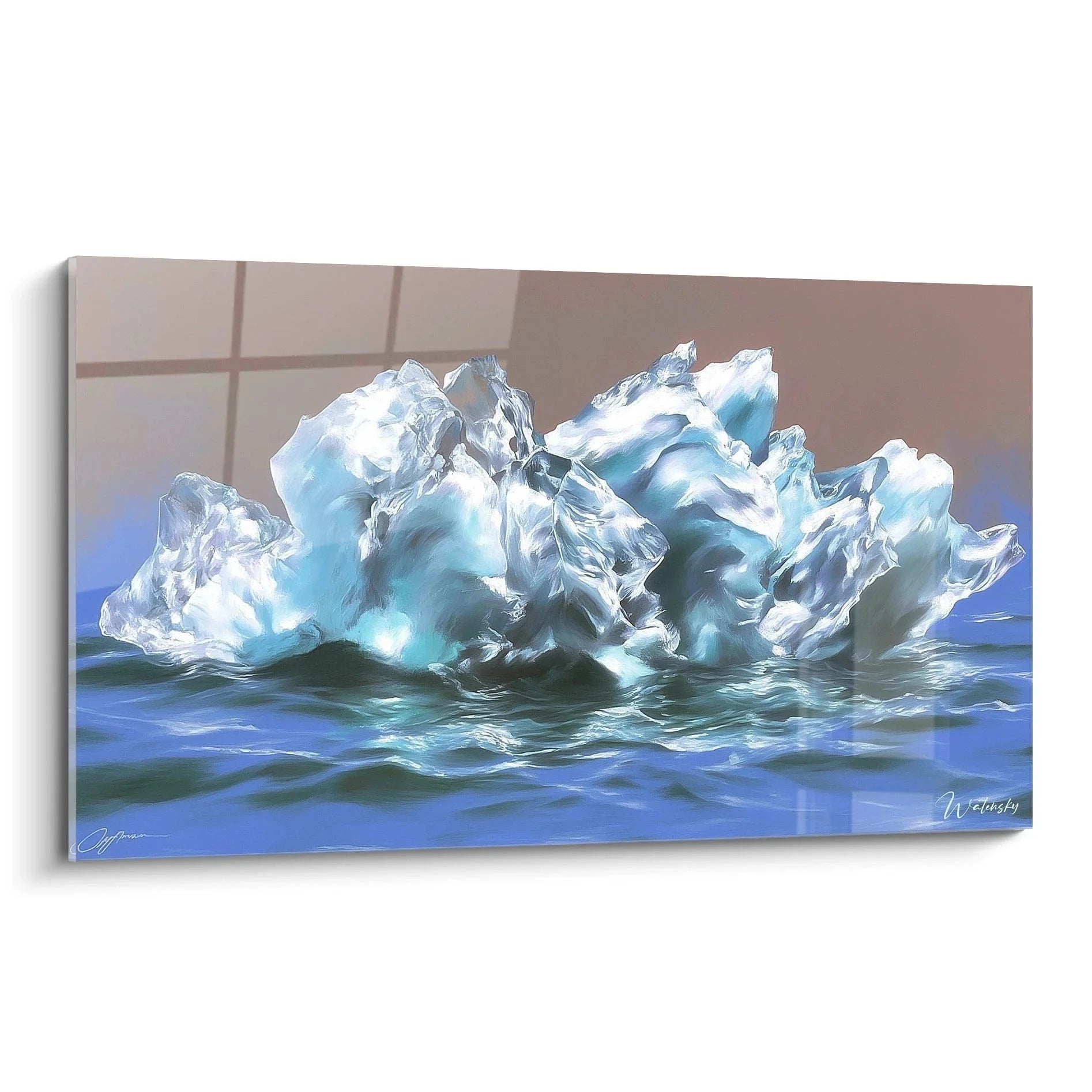 Hyperrealistisches Wandbild Eisberg mit majestätischen Gletscherformationen im blauen Polarmeer