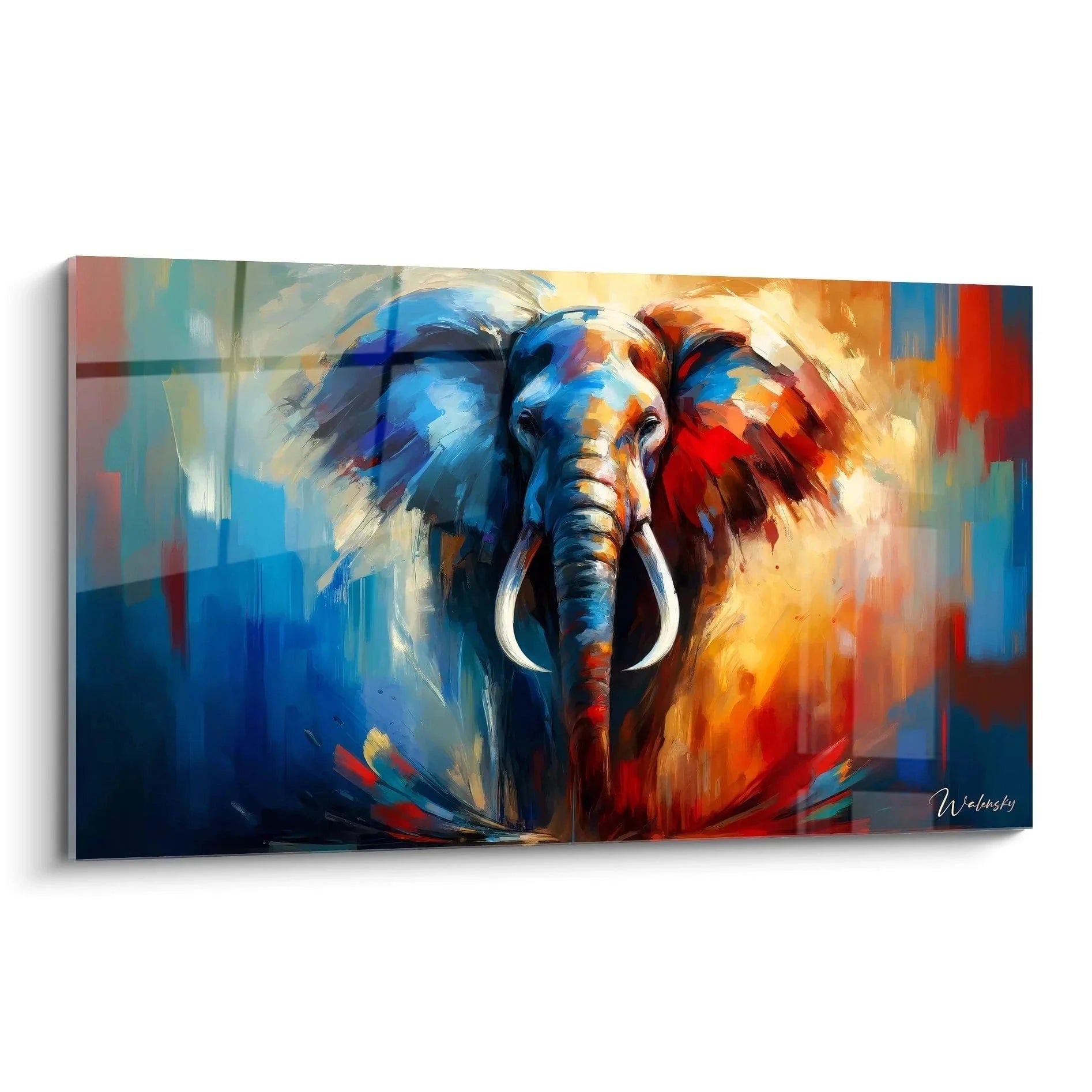 Wandbild Elefant abstrakt mit bunten Farben - Moderne Tierkunst für Wanddekoration