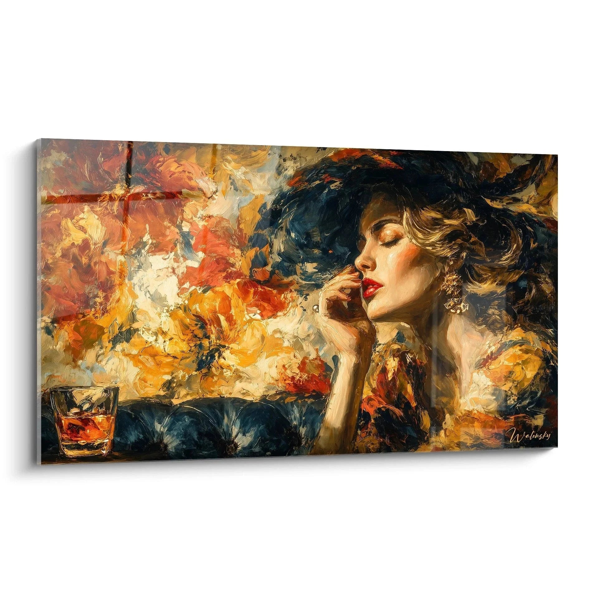 Wandbild elegante Dame Barock mit sinnlicher Ausstrahlung und warmen Farbtönen Edition Barock