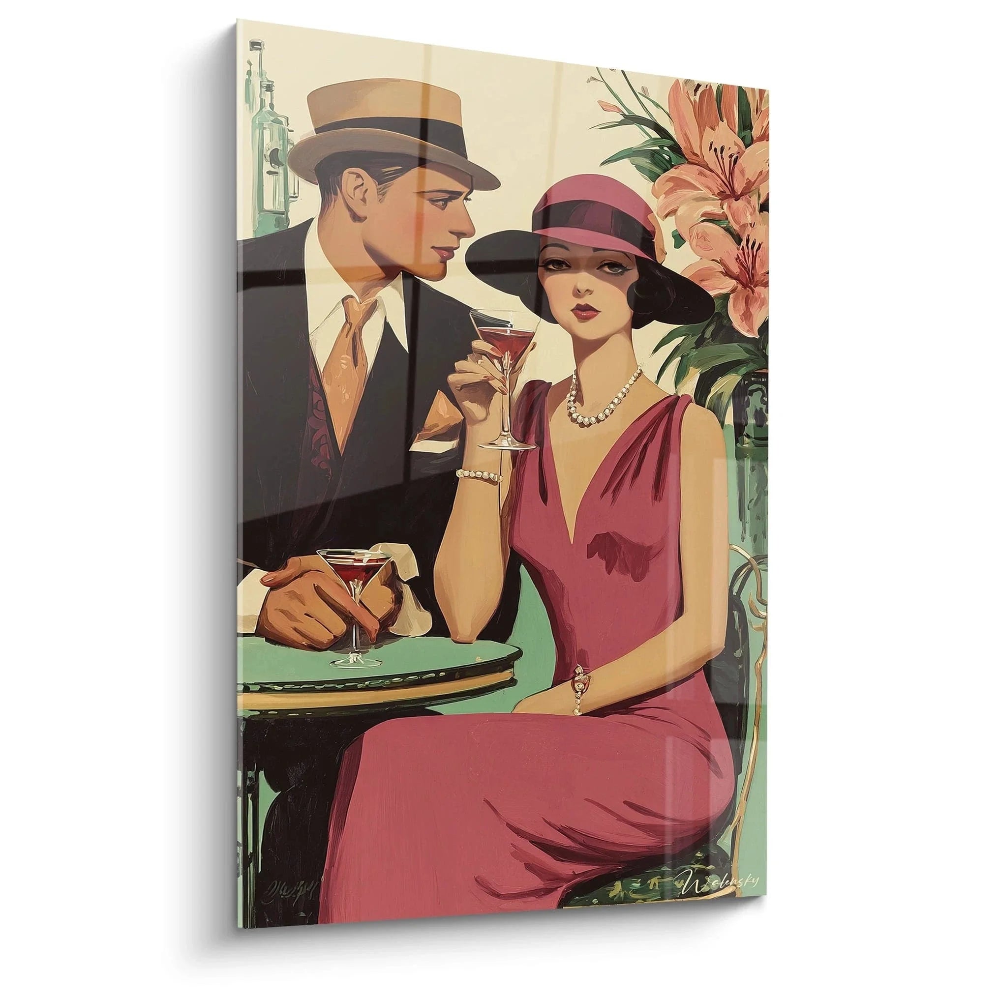 Elegantes Wandbild Paar 20er Jahre beim Aperitif im Art Deco Stil - Vintage Mode Edition