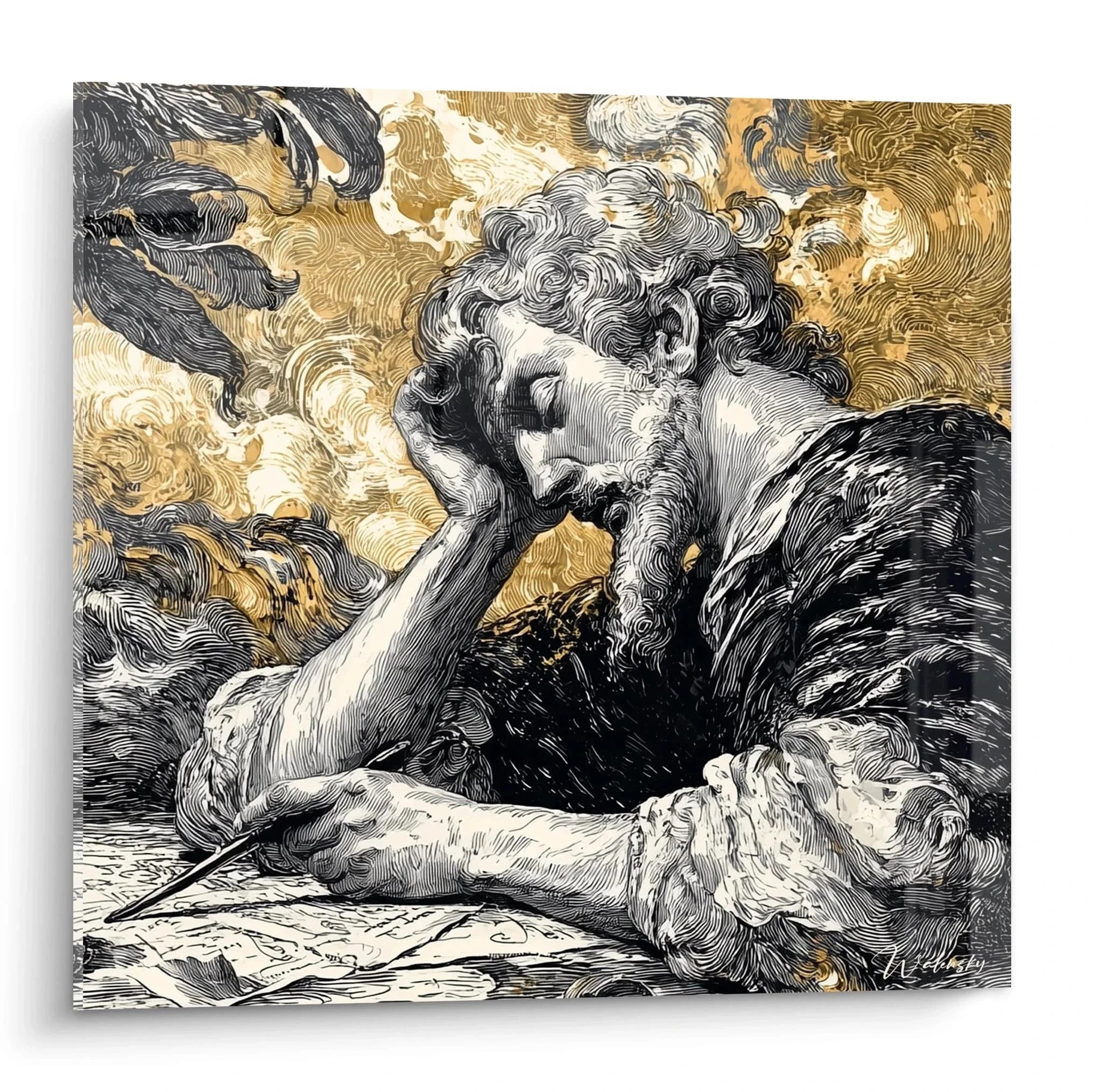 Wandbild Engel Allegorie Barock mit himmlischer Darstellung und goldenen Akzenten für edle Wanddekoration