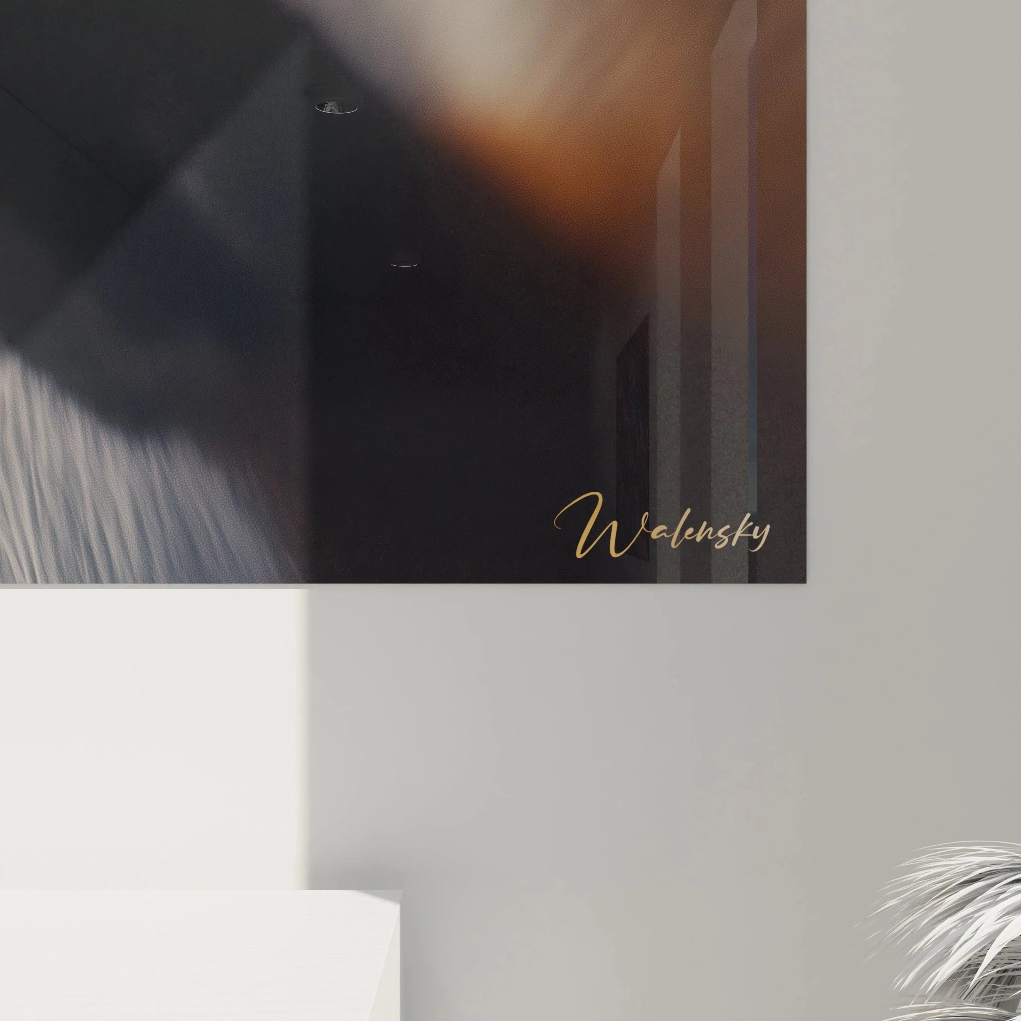 Gesamtansicht Wandbild Eulenauge - komplette Darstellung der Tierauge Wandkunst mit Rahmendetails