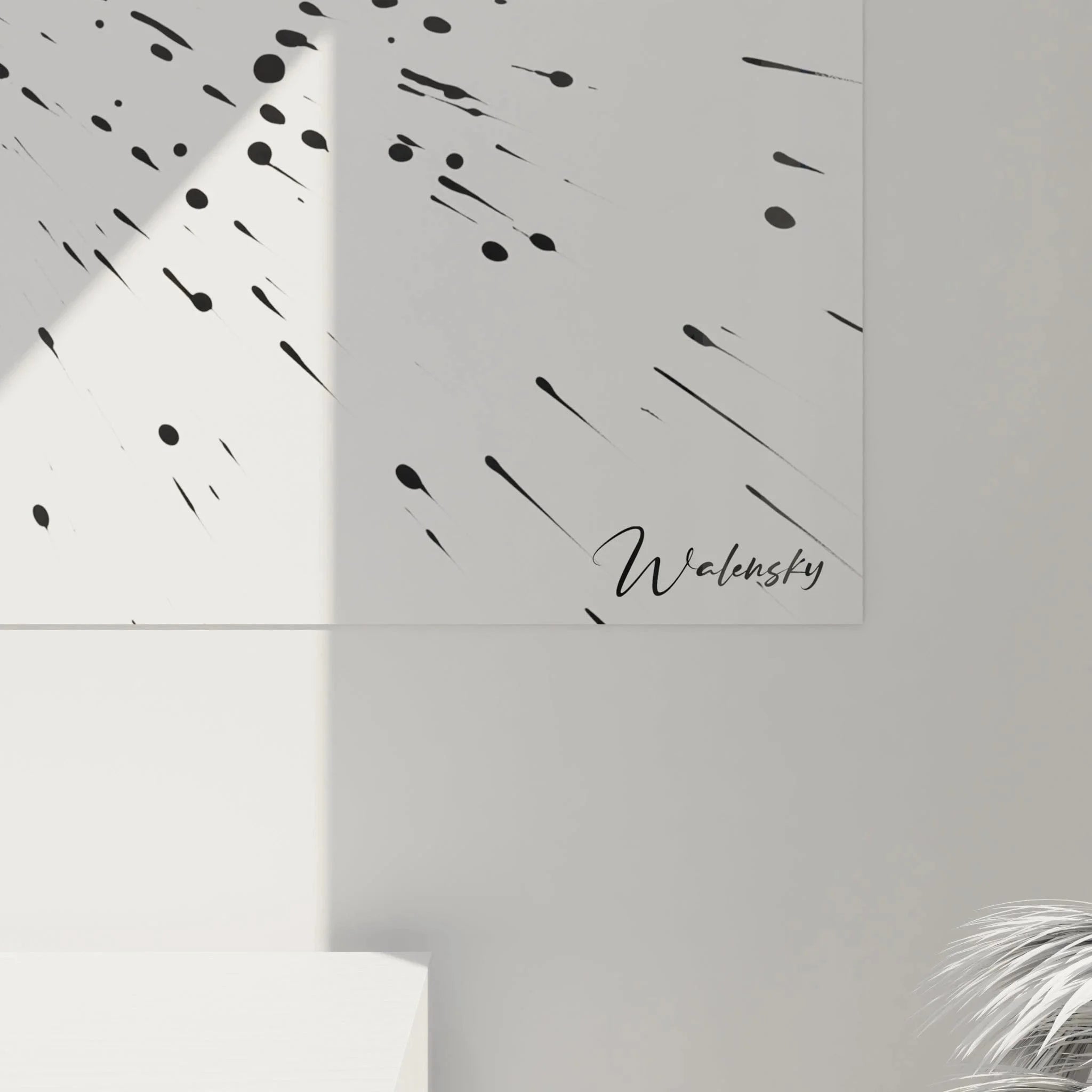 Gesamtansicht Wandbild Explosion abstrakt, radiale schwarz-weiße Komposition XXL Format