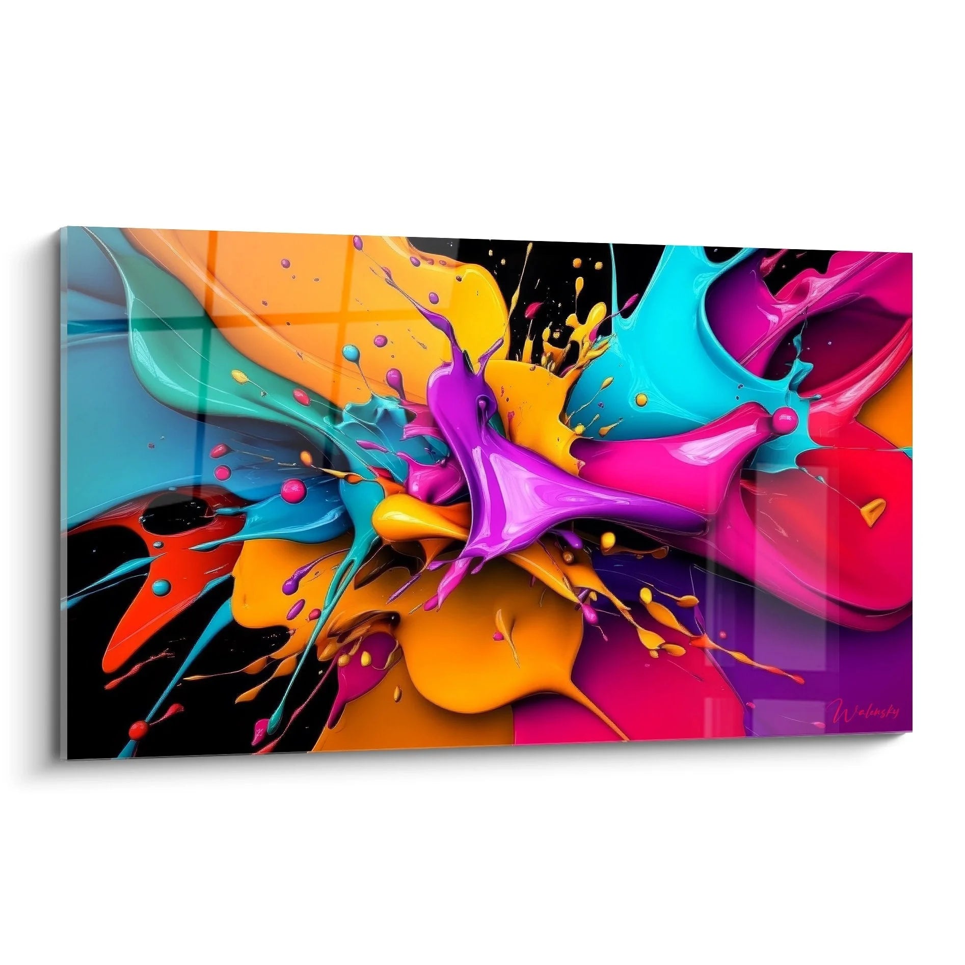 Wandbild Farbexplosion abstrakt mit dynamischen Farben in Malerei-Optik für moderne Wanddekoration