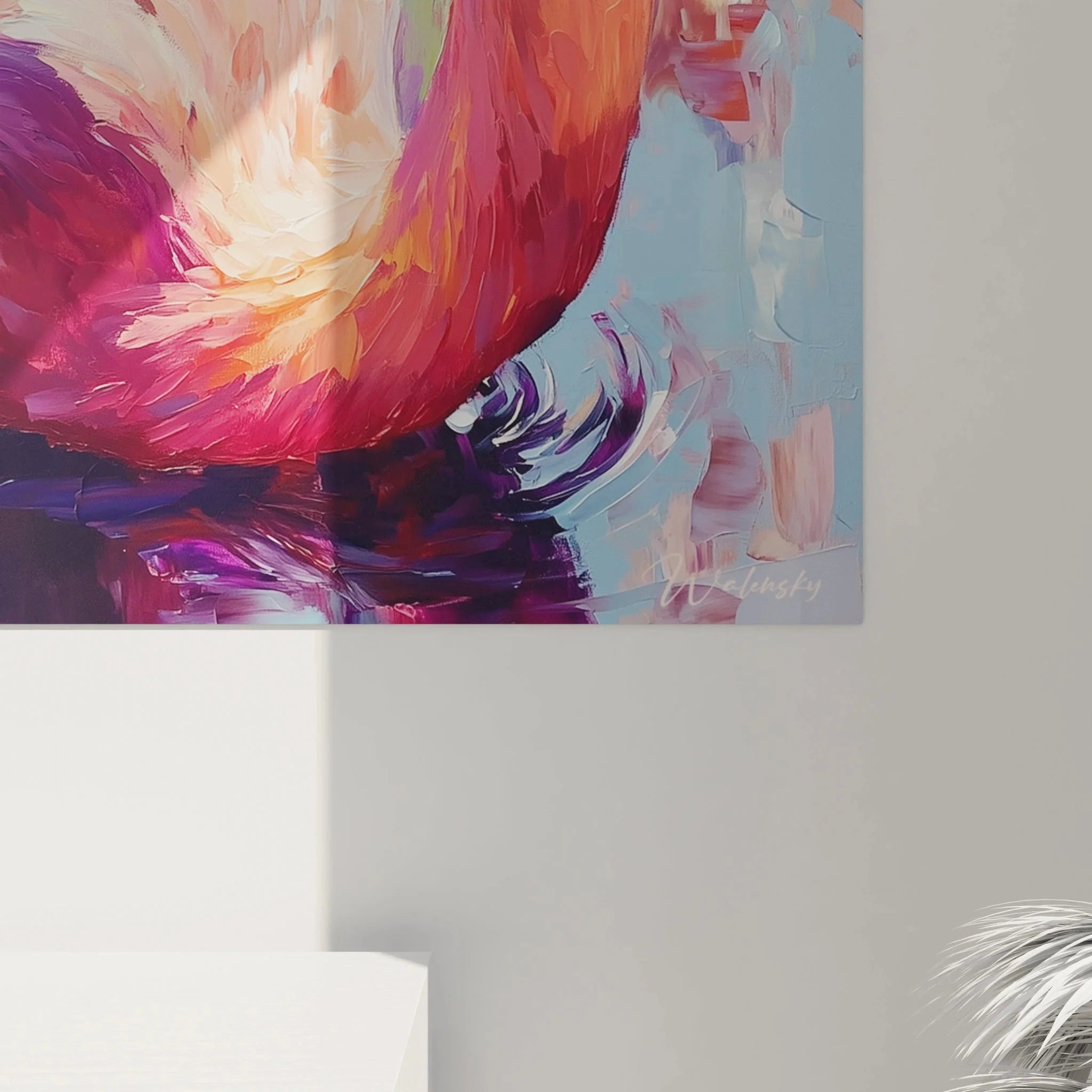 Komplettansicht Wandbild Flamingo XXL Format Leinwand rosa violett Farbpalette