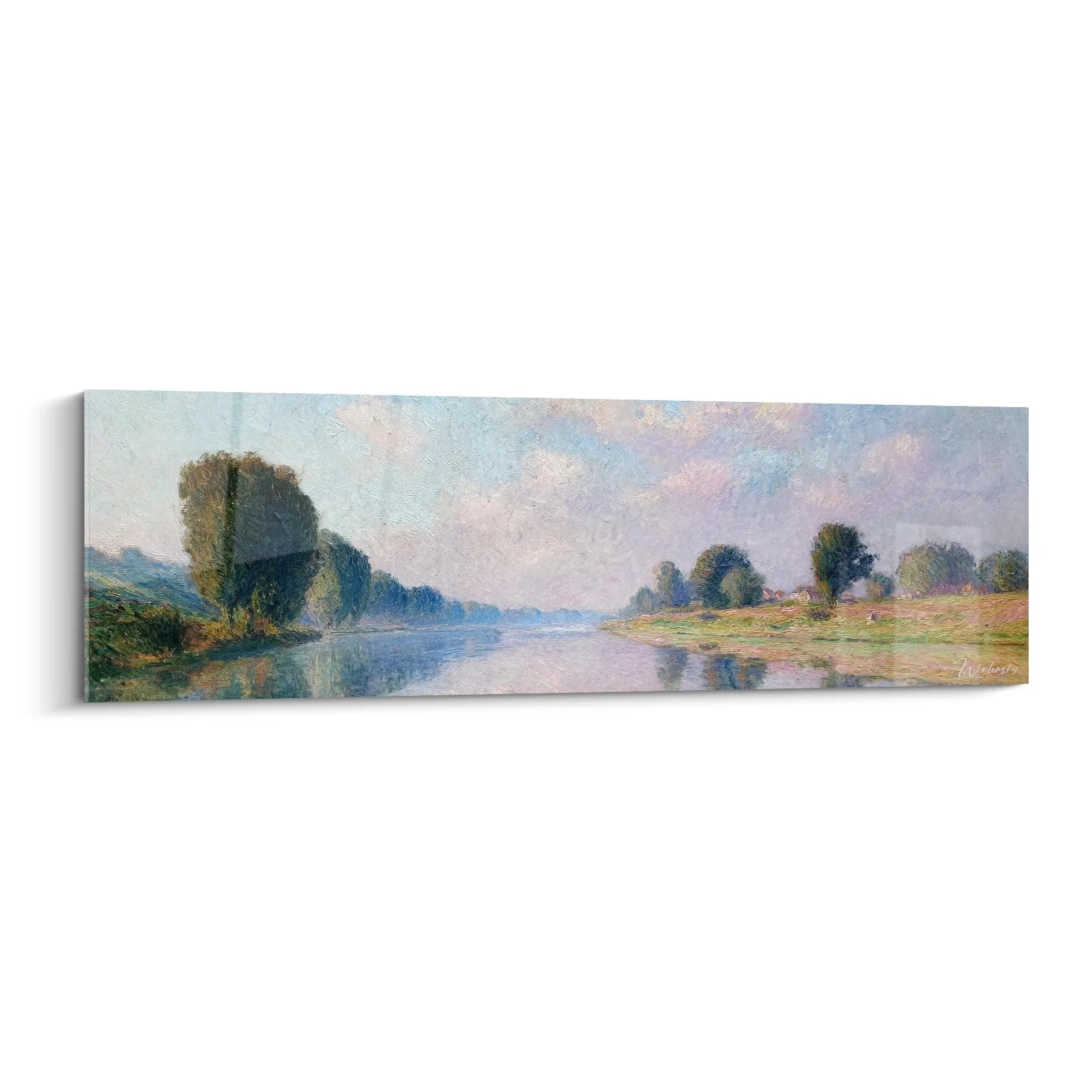 Wandbild Flusslandschaft impressionistisch mit sanften Farben und Uferlandschaft - Edition Andere Landschaften