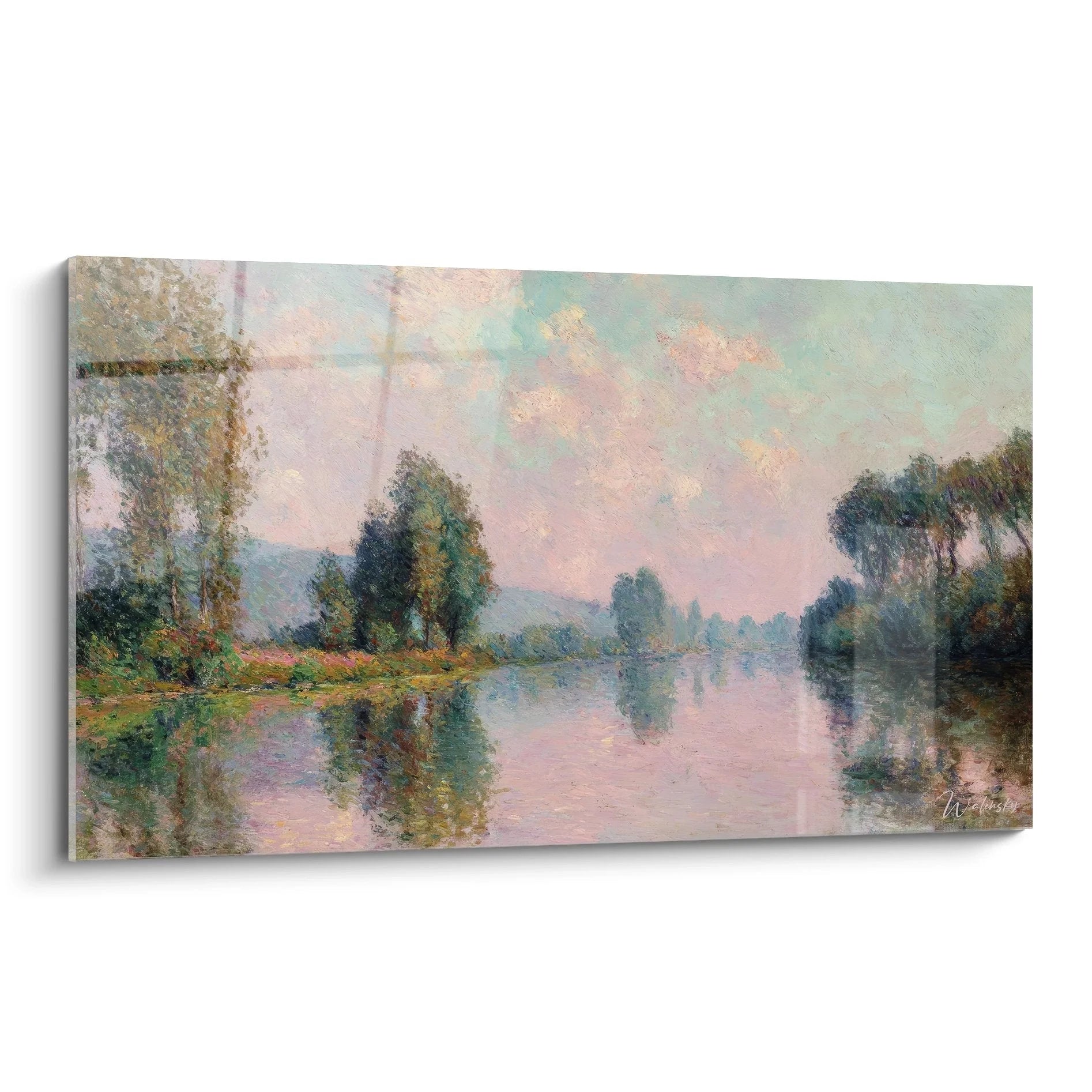 Wandbild Flusslandschaft Morgendämmerung impressionistisch Rosa Türkis Töne Edition Andere Landschaften
