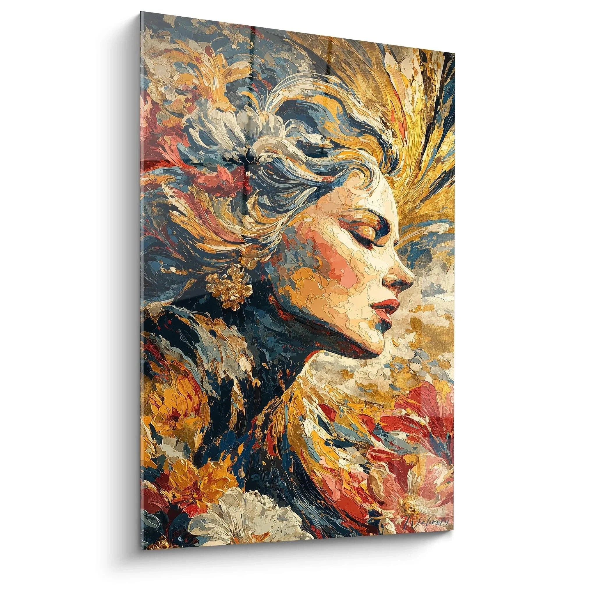 Wandbild Frau Barock mit wirbelnden Farben und eleganter Portraitdarstellung im klassischen Stil