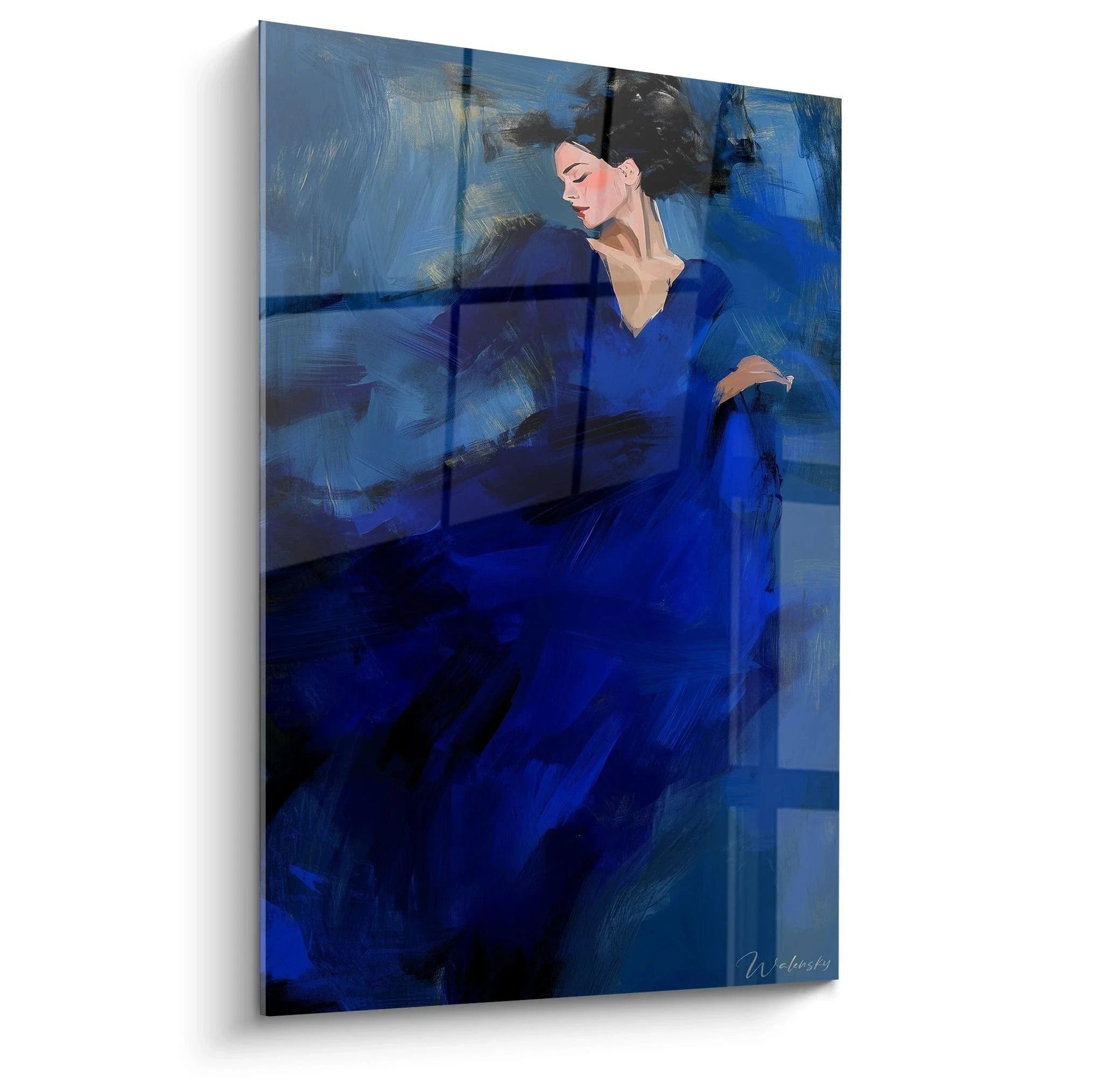 Wandbild Frau blaues Kleid abstrakt - Jean-Baptiste Camille Corot Edition Kunstdruck Leinwand