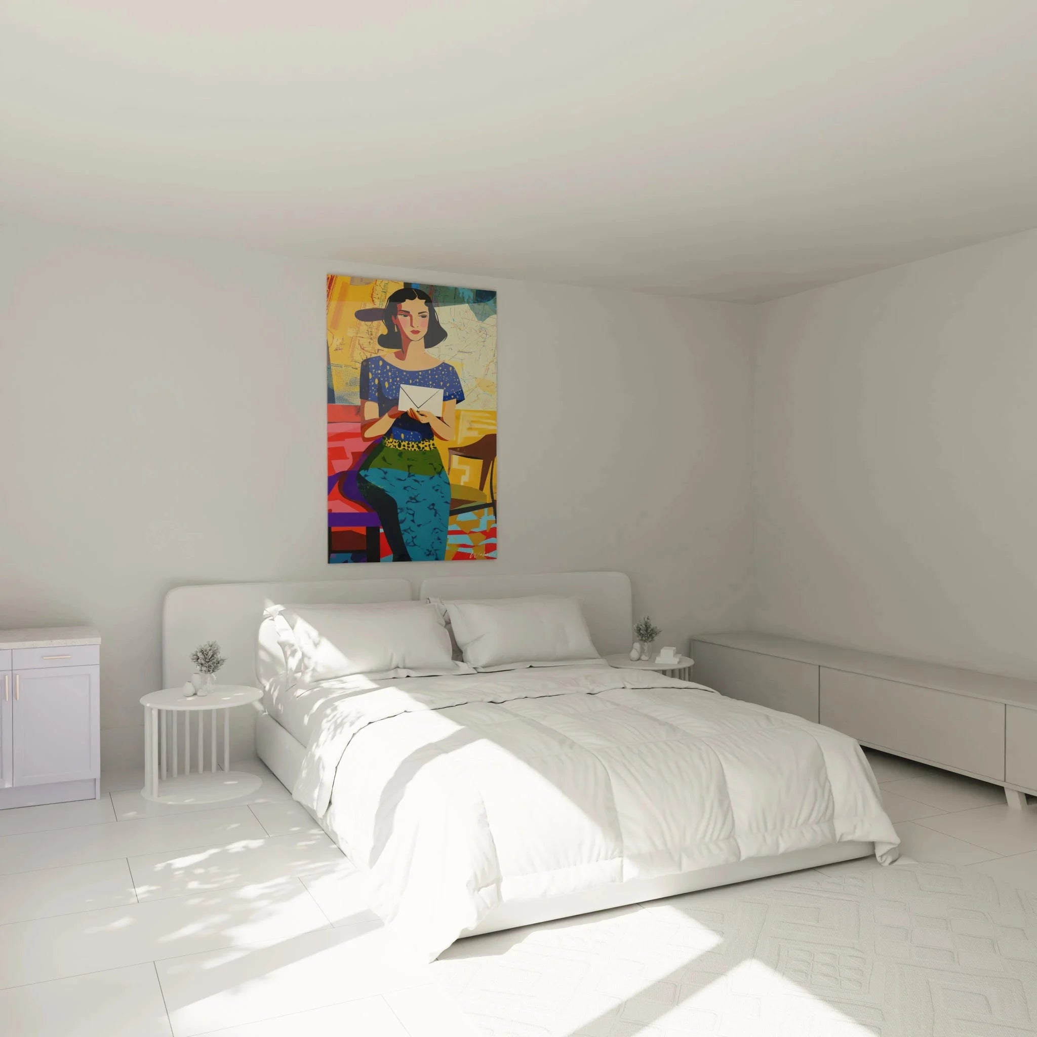 Wandbild Frau Brief Schlafzimmer Dekoration - moderne Vermeer Interpretation im Wohnambiente