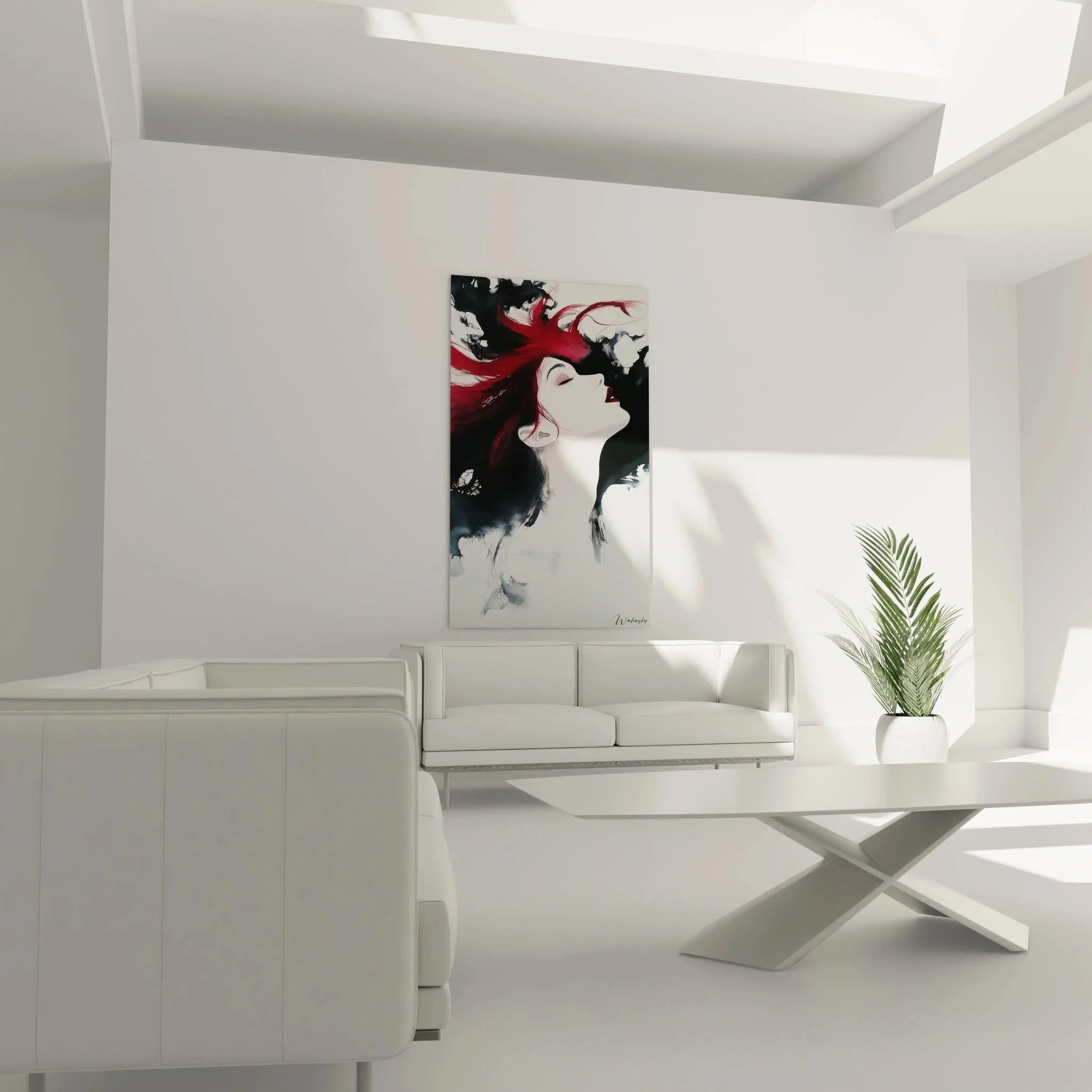 Detailansicht Wandbild Frau Ekstase zeigt expressive Maltechnik und Farbkontraste der Munch-Inspiration